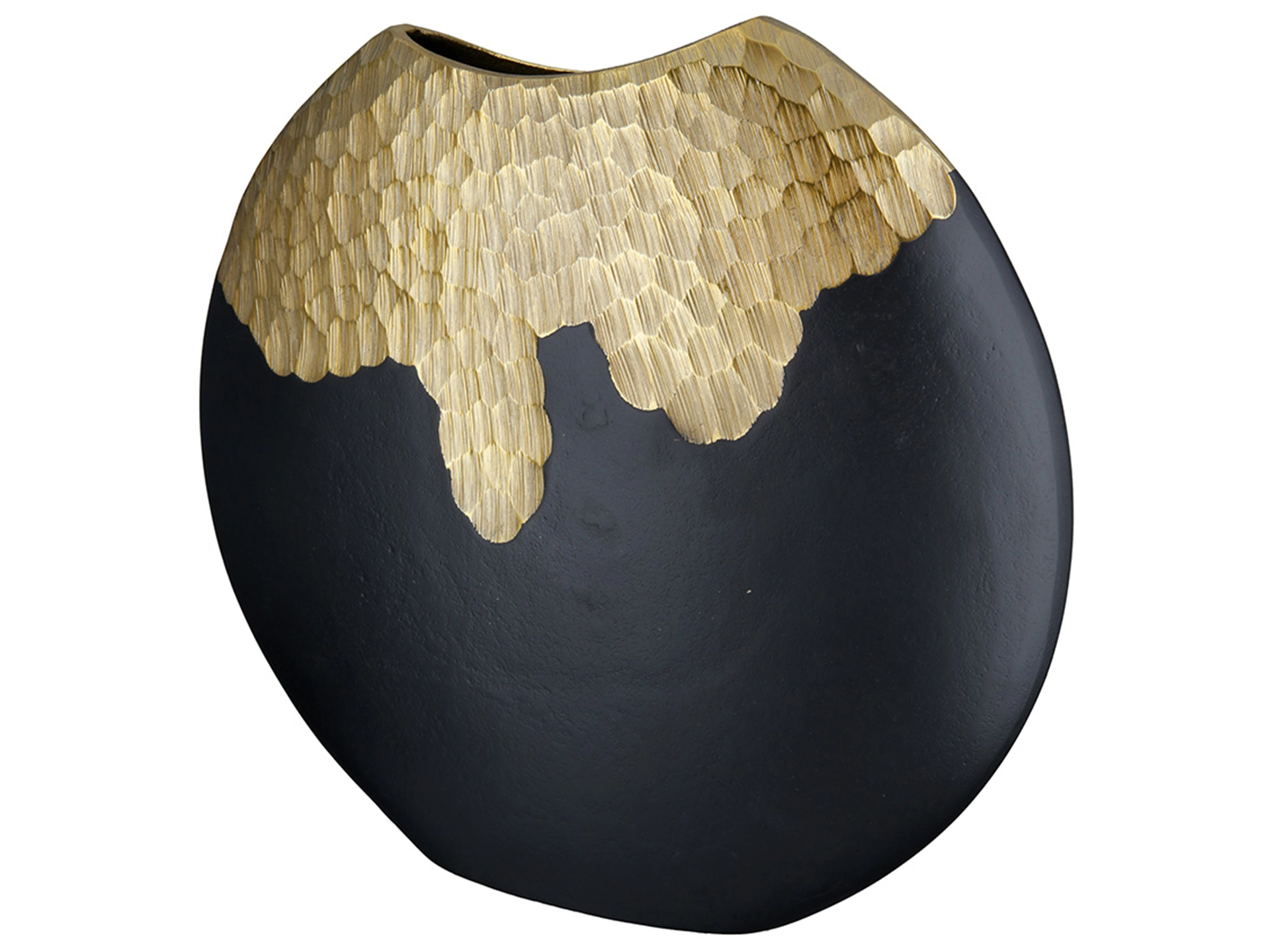 Vase Rund Aluminium Schwarz Gold H: 36 cm Gilde