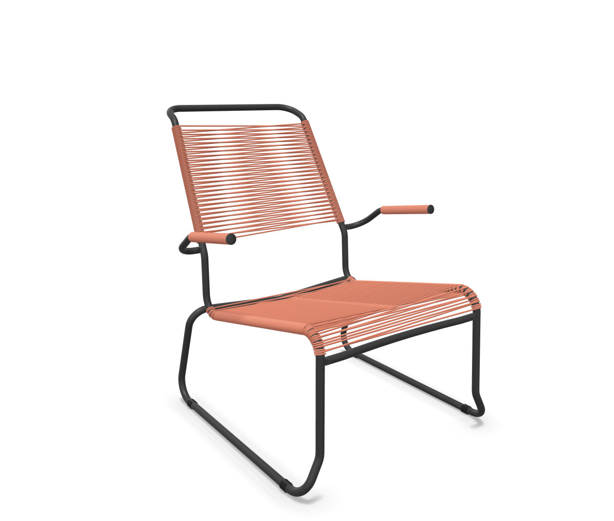 Kufen-Spaghetti-Lounger Säntis mit Lehne / Hochlehner von Schaffner / Farbe: Terracotta / Grösse: 68 x 85 cm