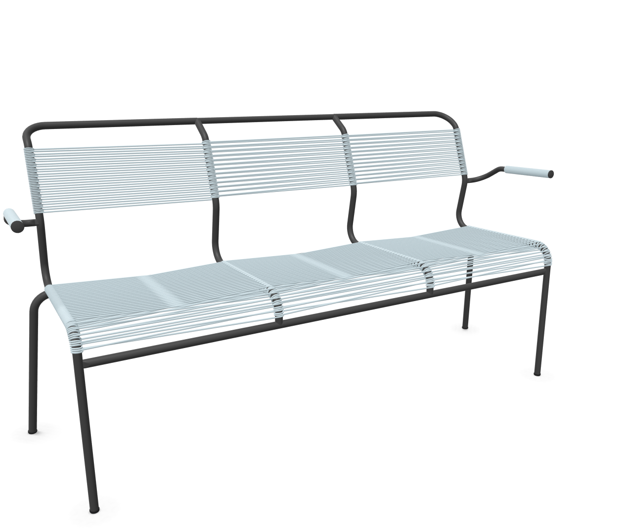 Schaffner Spaghetti-3er-Bank Säntis mit Lehne Blau | Schubiger Möbel