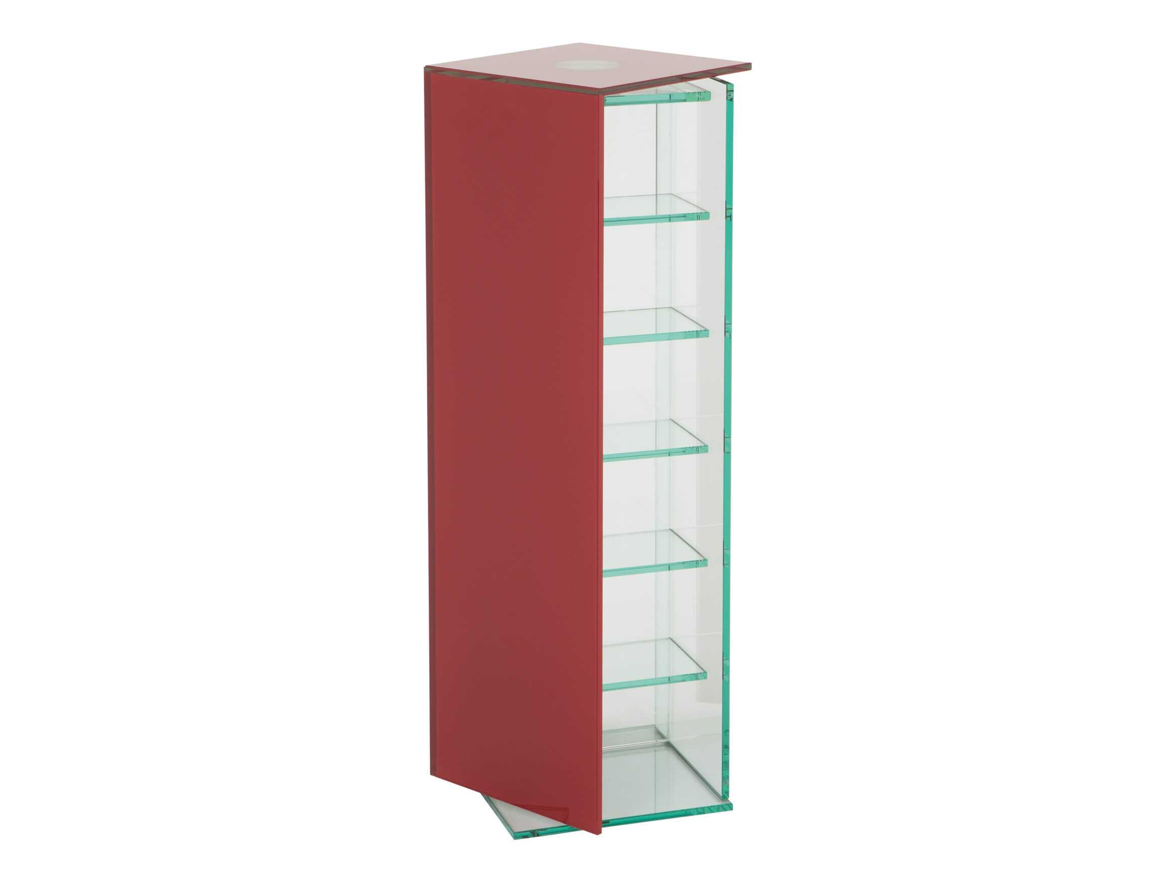 Cd-Rack Cain, Floatglas Rubinrot, Für 100 Cds, b 28 cm