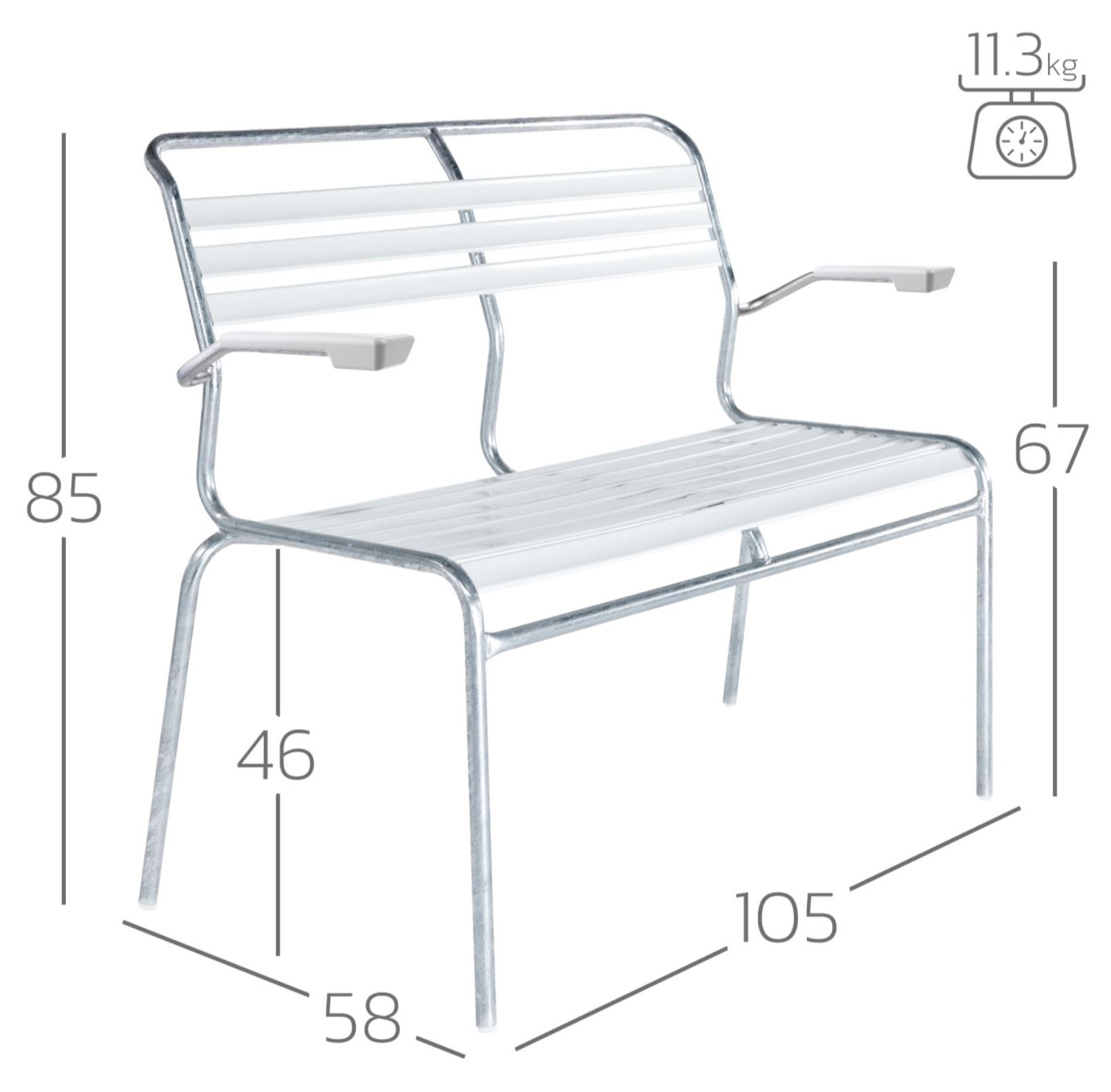 Lättli-Bank Säntis mit Armlehnen Schaffner / Farbe: Kaliblau