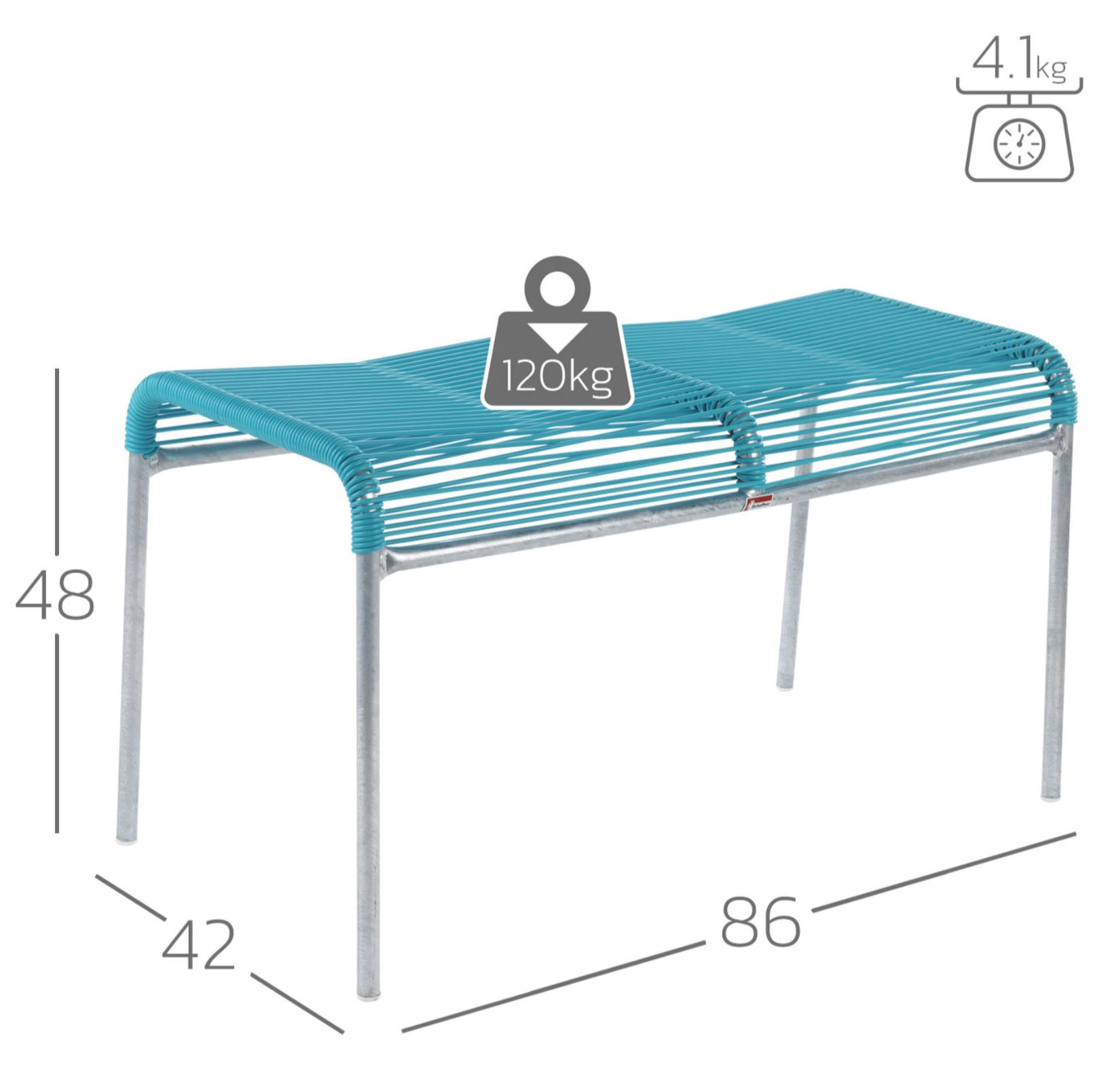Spaghetti-2er-Hocker Säntis Feuerverzinkt von Schaffner / Farbe: Rot / Grösse: 86 x 42 cm