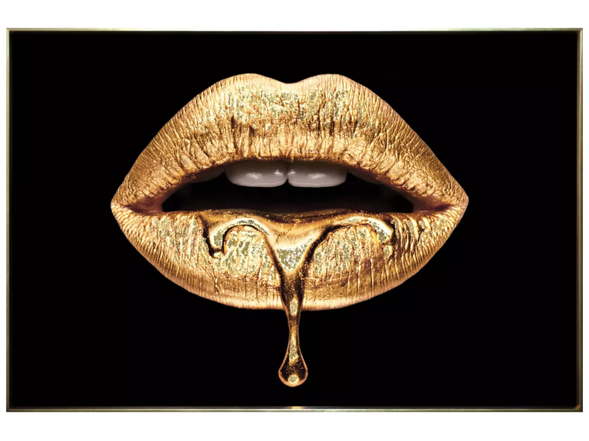 Digitaldruck auf Glas Goldene Lippen image LAND