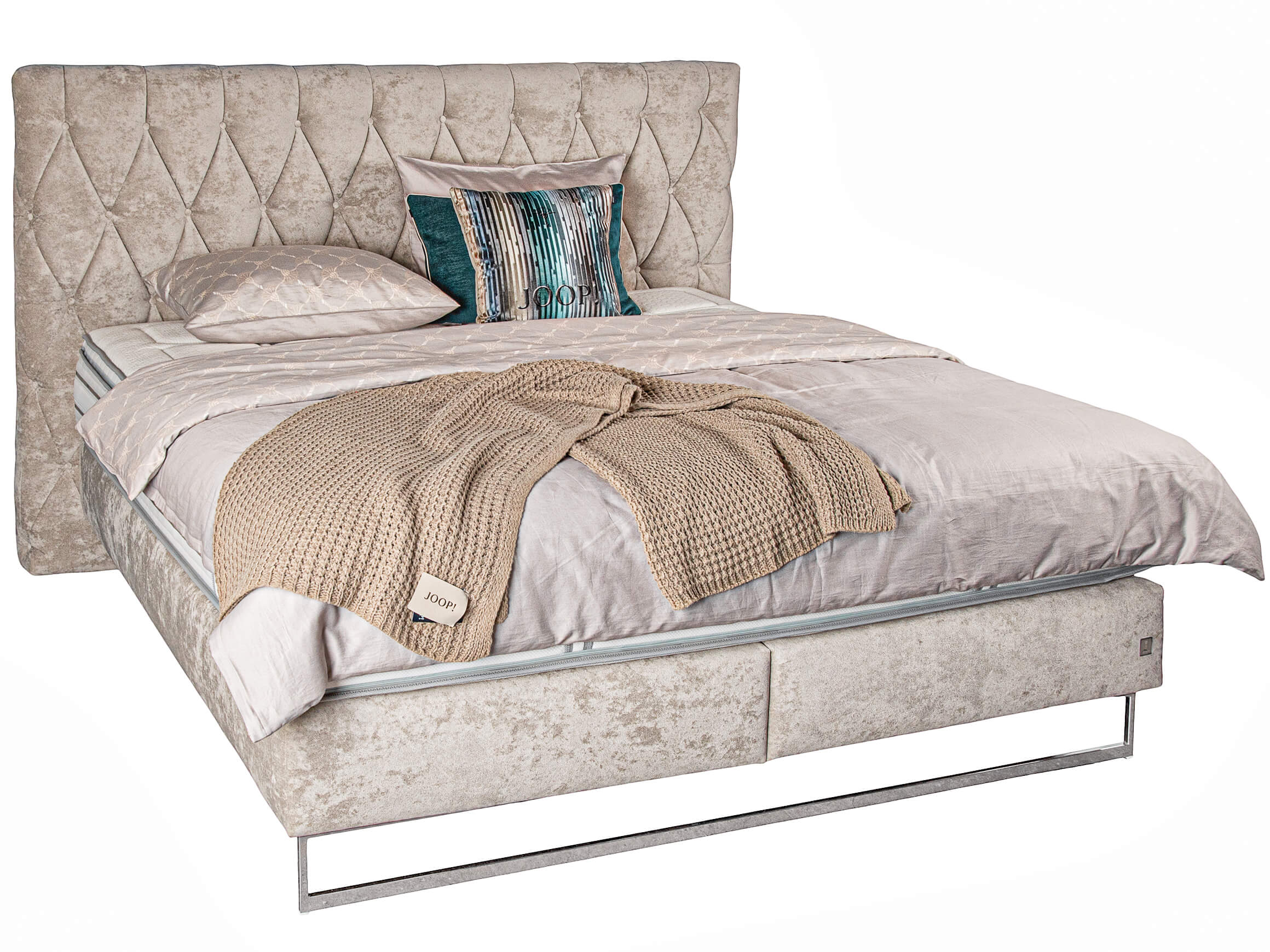 Boxspringbett Cubic Chesterfield Ada AT / Farbe: Grau