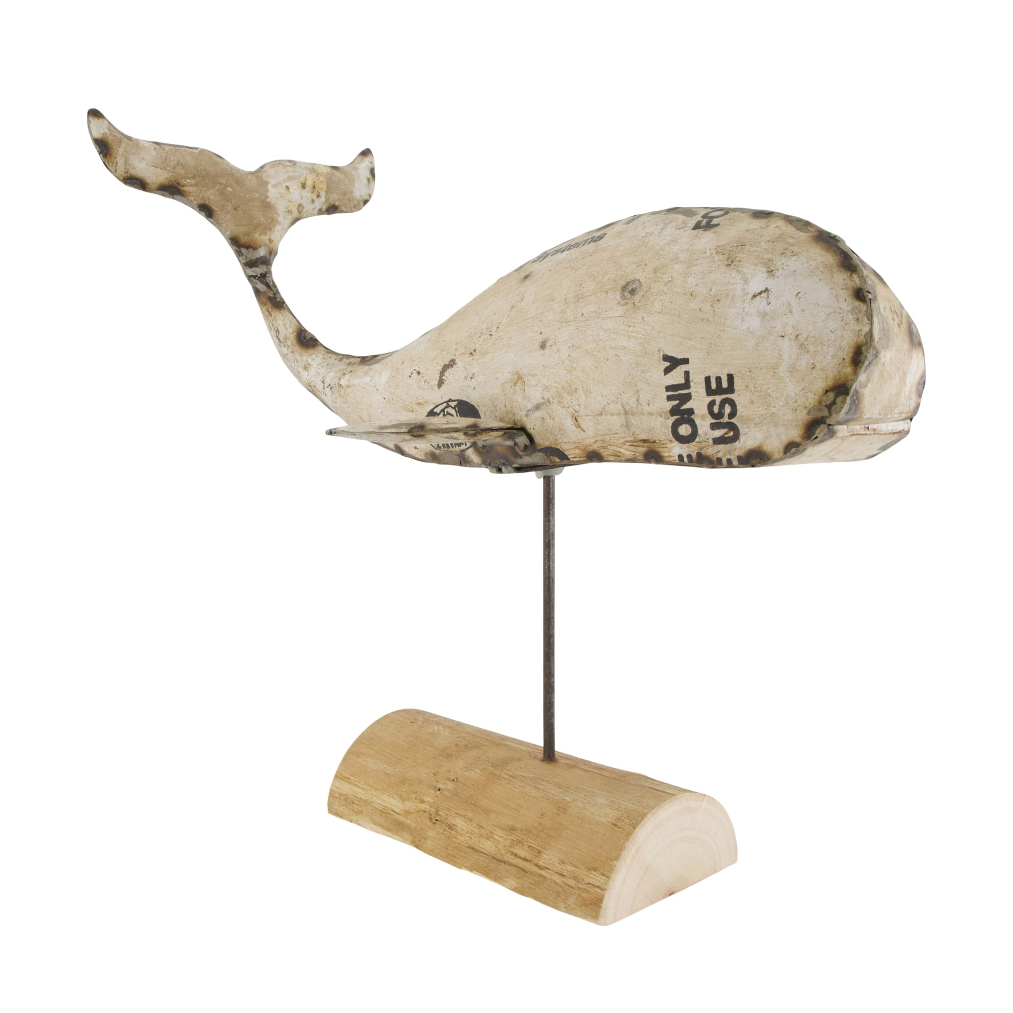 Decofinder Figur Wal Metall Auf Ständer Antique Weiss H: 45 cm Weiss | Schubiger Möbel