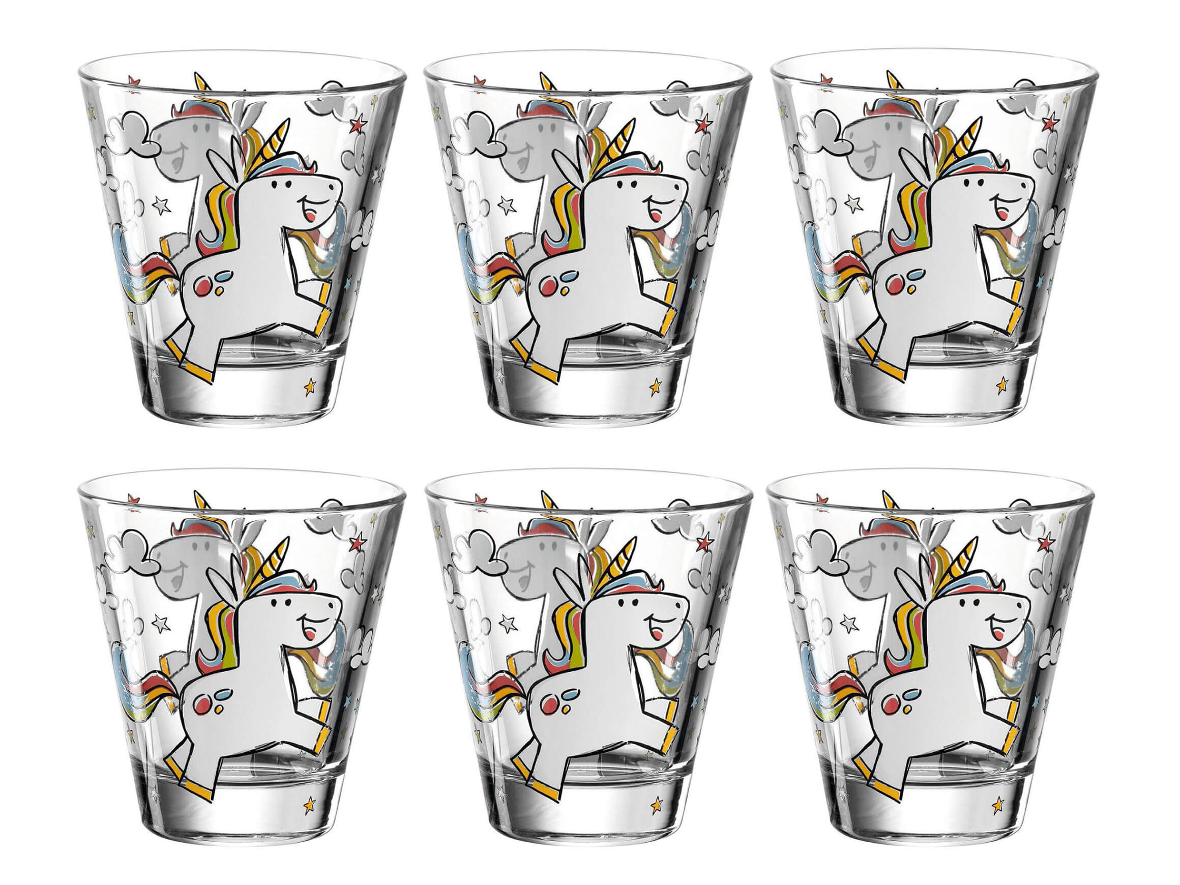 Leonardo Trinkglas Für Kinder Bambini Einhorn, 215 Ml, 6 Stück