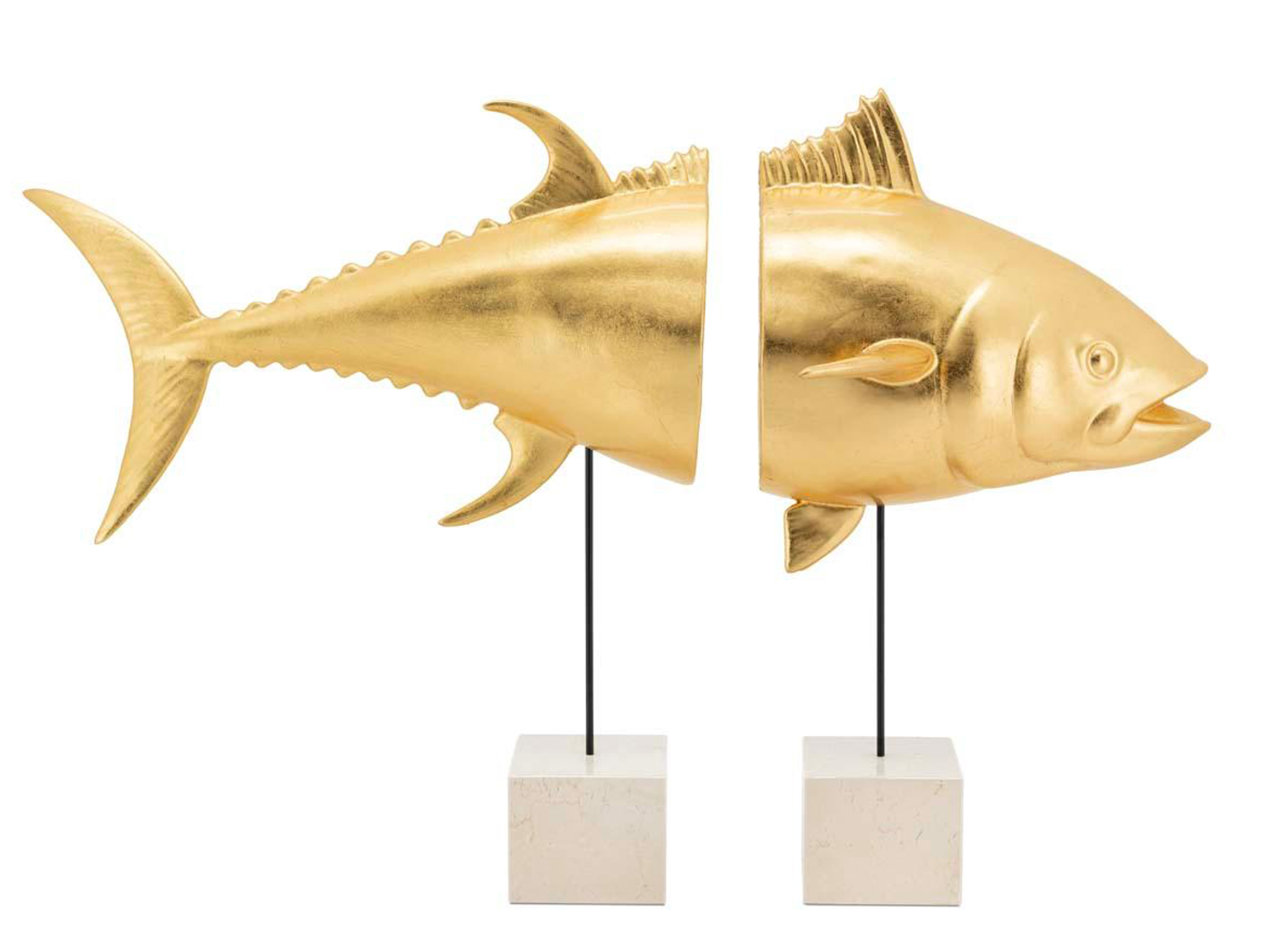Abhika Figur Thunfisch 2teilig Zum Aufstellen Gold H: 55 cm  | Schubiger Möbel