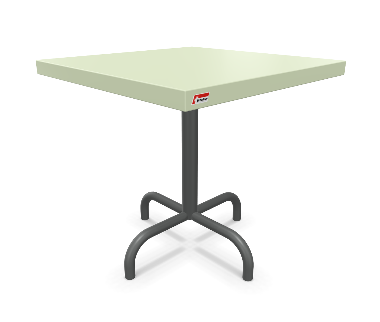 Säntis square metal side table from Schaffner / Colour: pastel green / Size: 50 x 50 cm