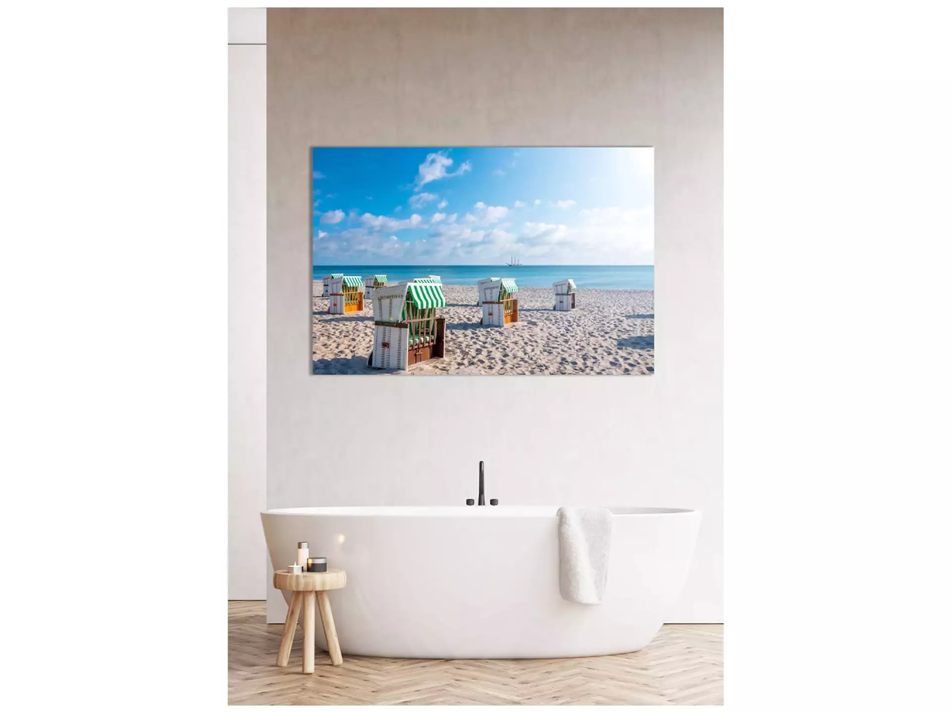 Digitaldruck auf Acrylglas Strandkörbe image LAND / Grösse: 120 x 80 cm