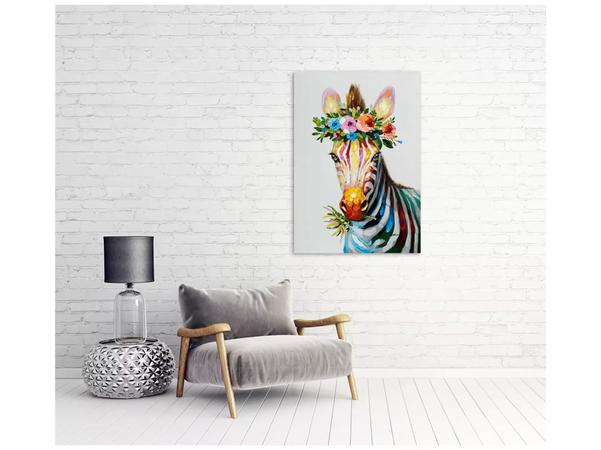 Bild Zebra mit Blumendeko image LAND