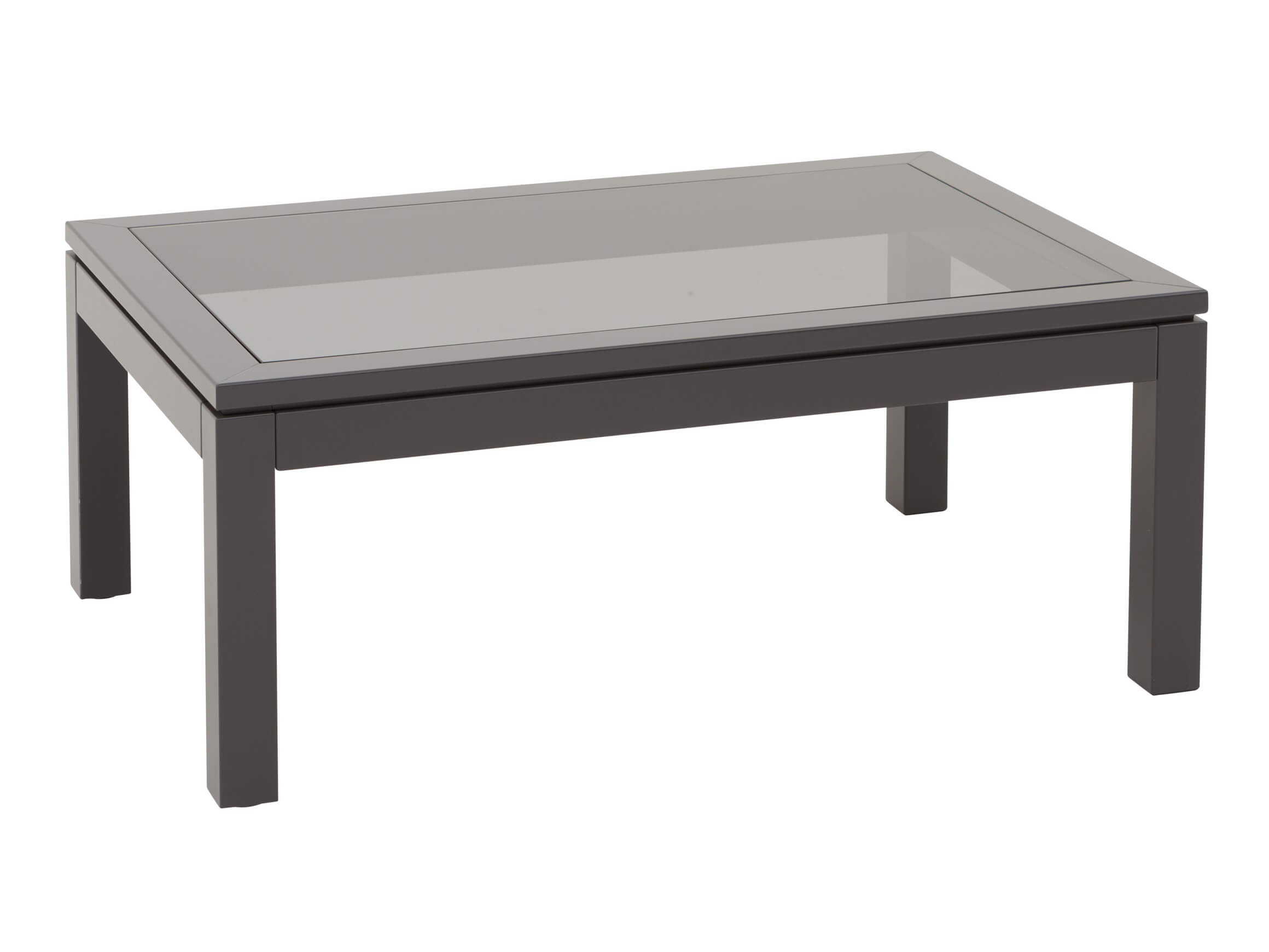 Couchtisch Vinaya, Grauglas, Lack Graphit, Rollen, b 65