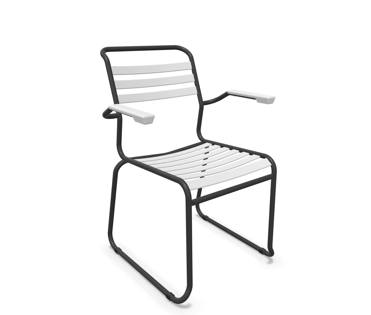 Kufen-Lättli-Stuhl Säntis mit Lehne von Schaffner / Farbe: Weiss / Grösse: 61 x 61 cm