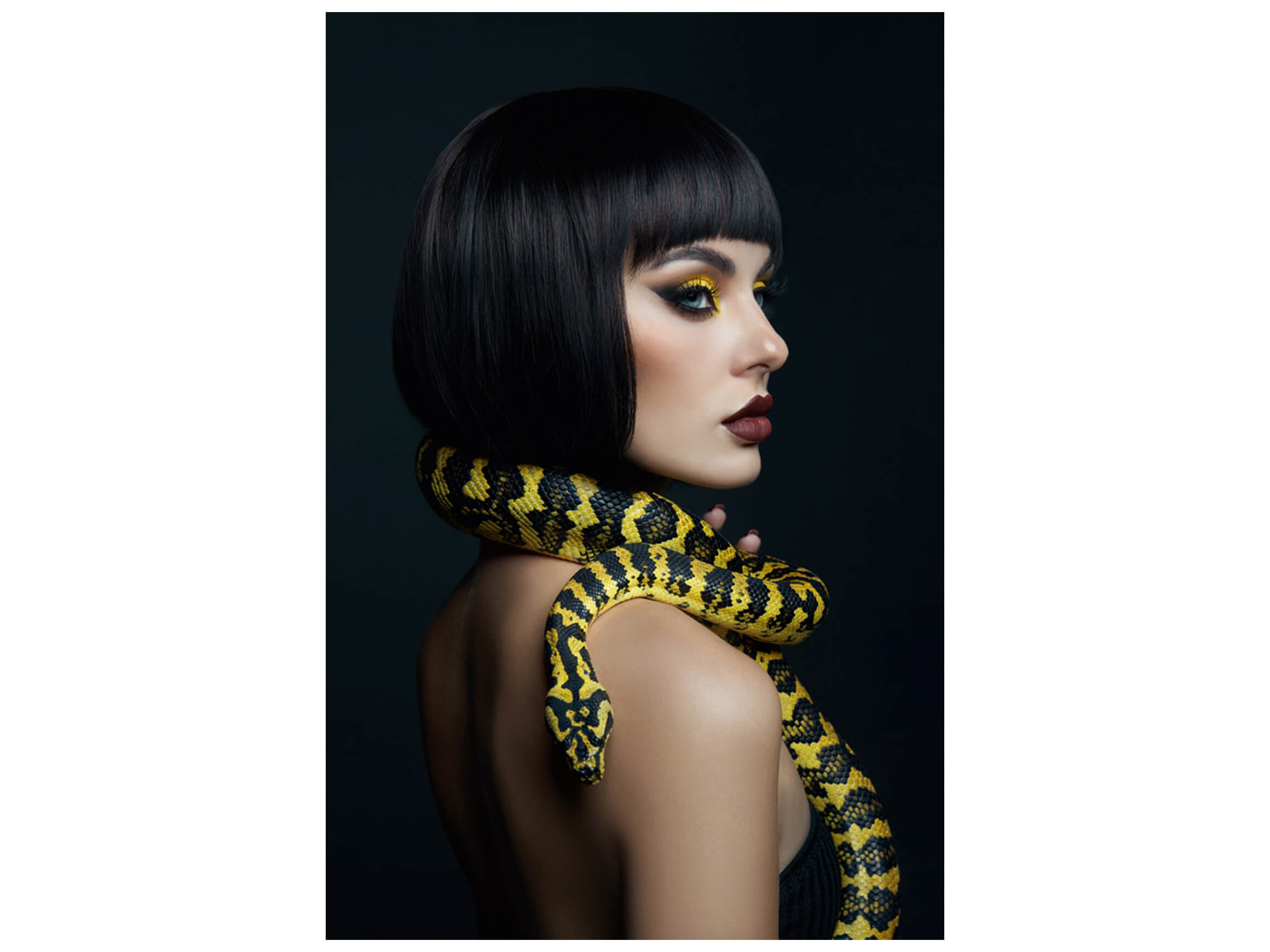 Digitaldruck auf Acrylglas Frau mit Phyton image LAND / Grösse: 120 x 80 cm