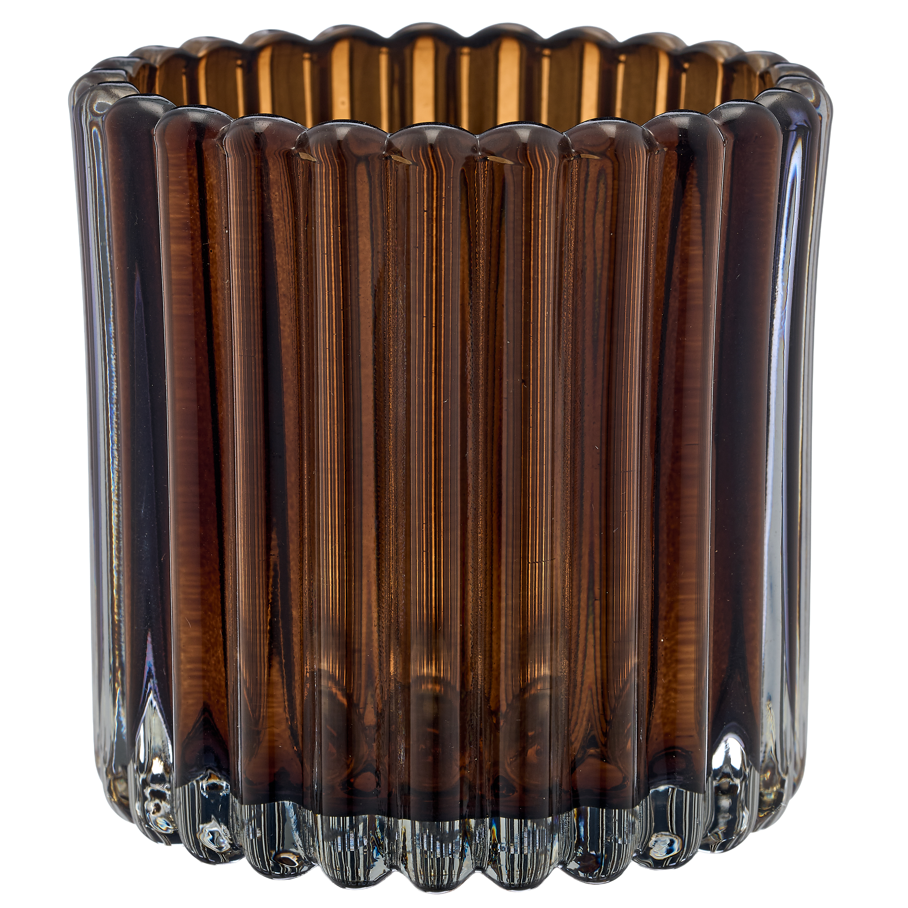 Windlicht Boheme Glas H: 8 cm Gasper / Farbe: Walnuss