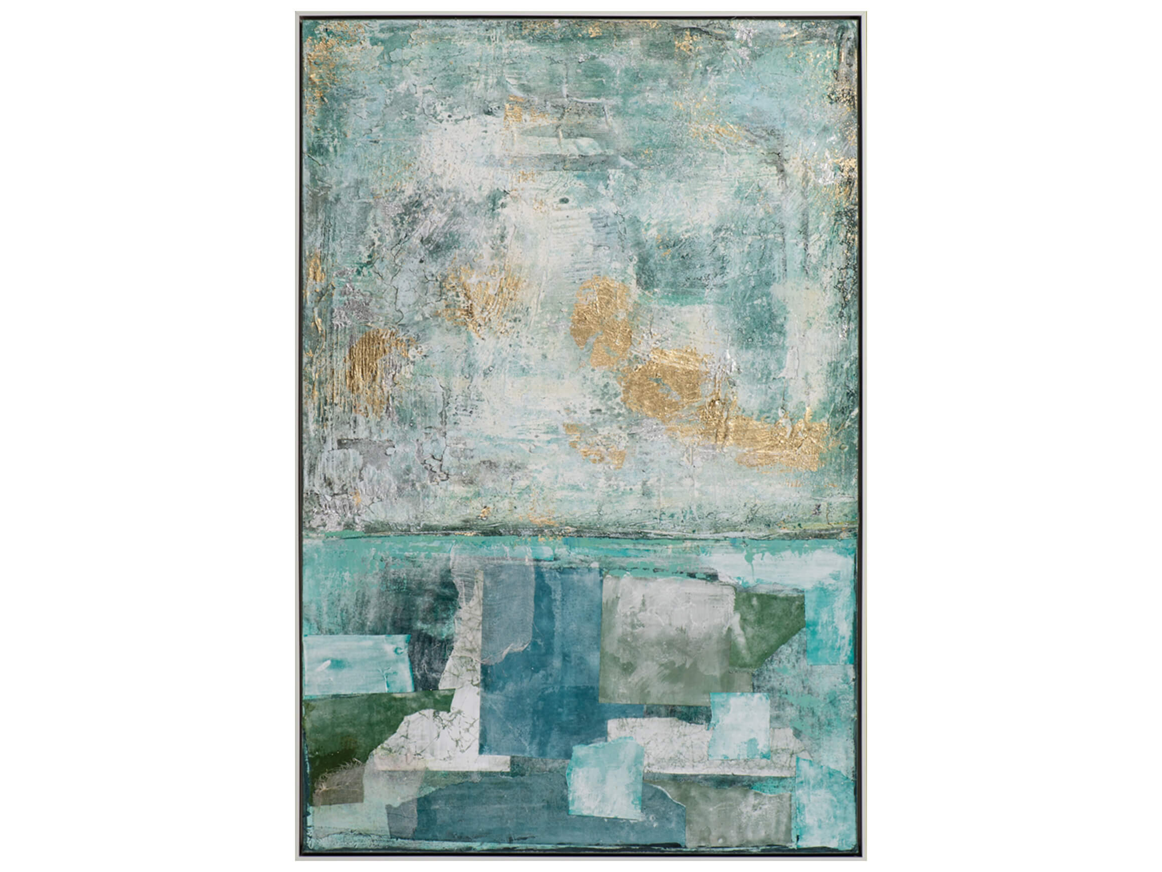 Tableau Abstrait en vert et bleu image LAND