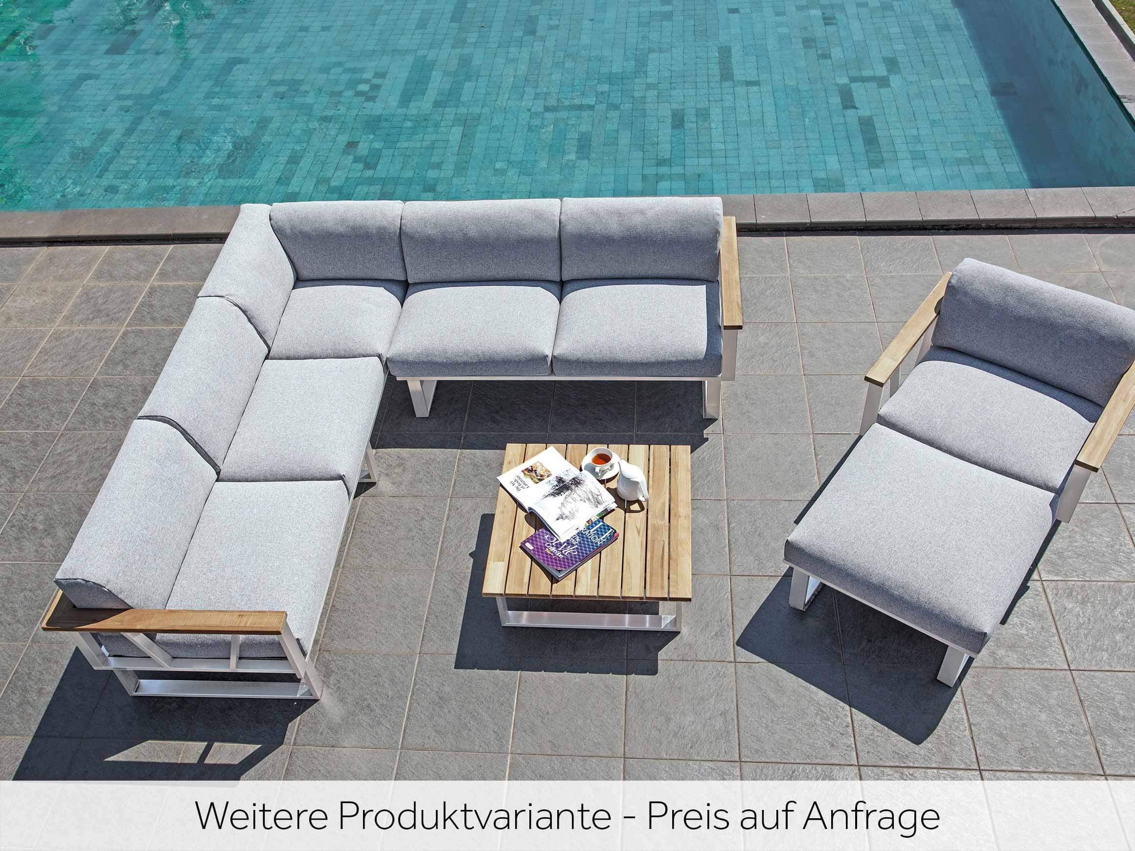 Belvedere garden armchair, grey cushion, stainless steel, w 89.5