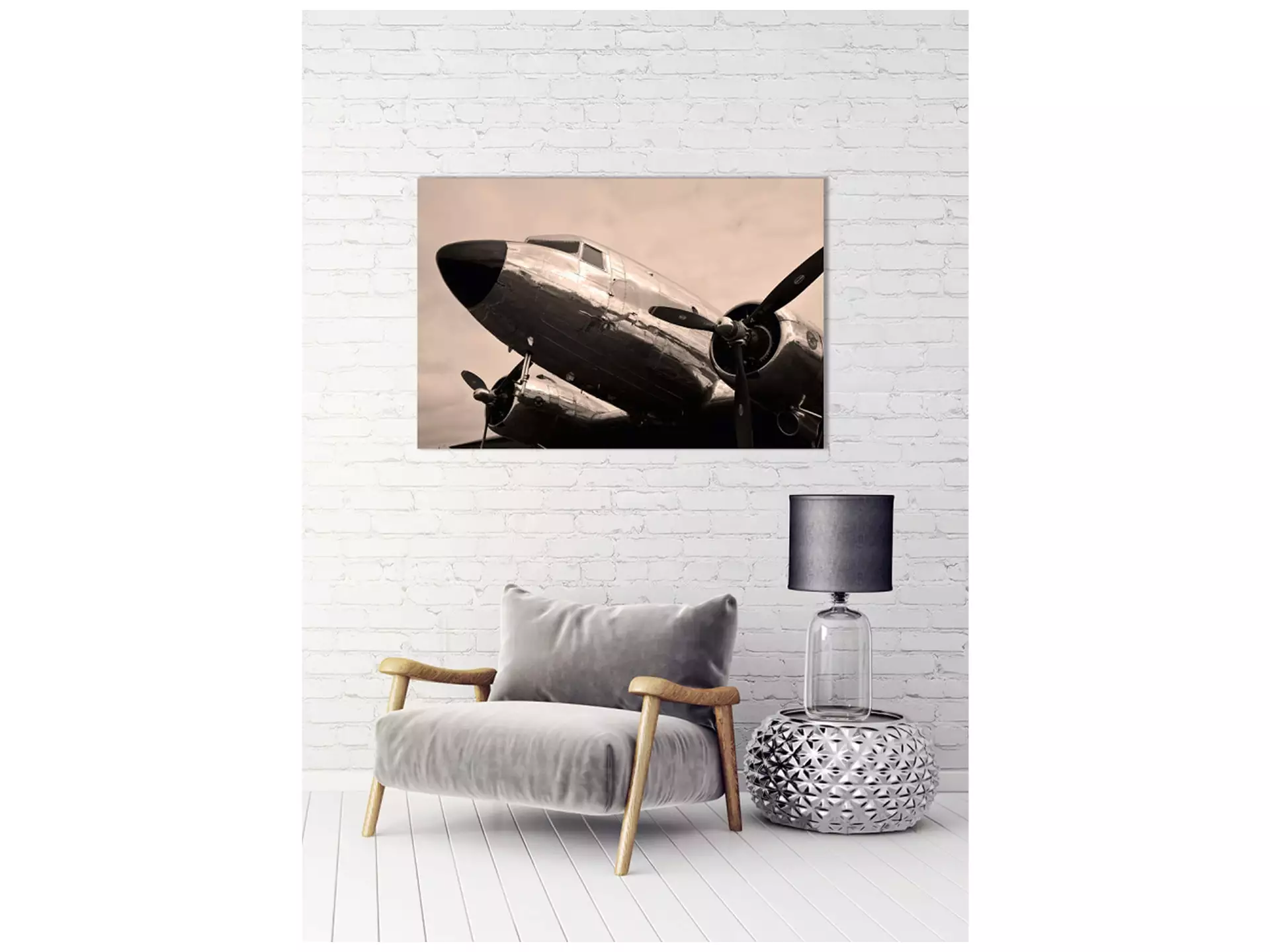Digitaldruck auf Acrylglas Flugzeug 1 image LAND / Grösse: 150 x 100 cm