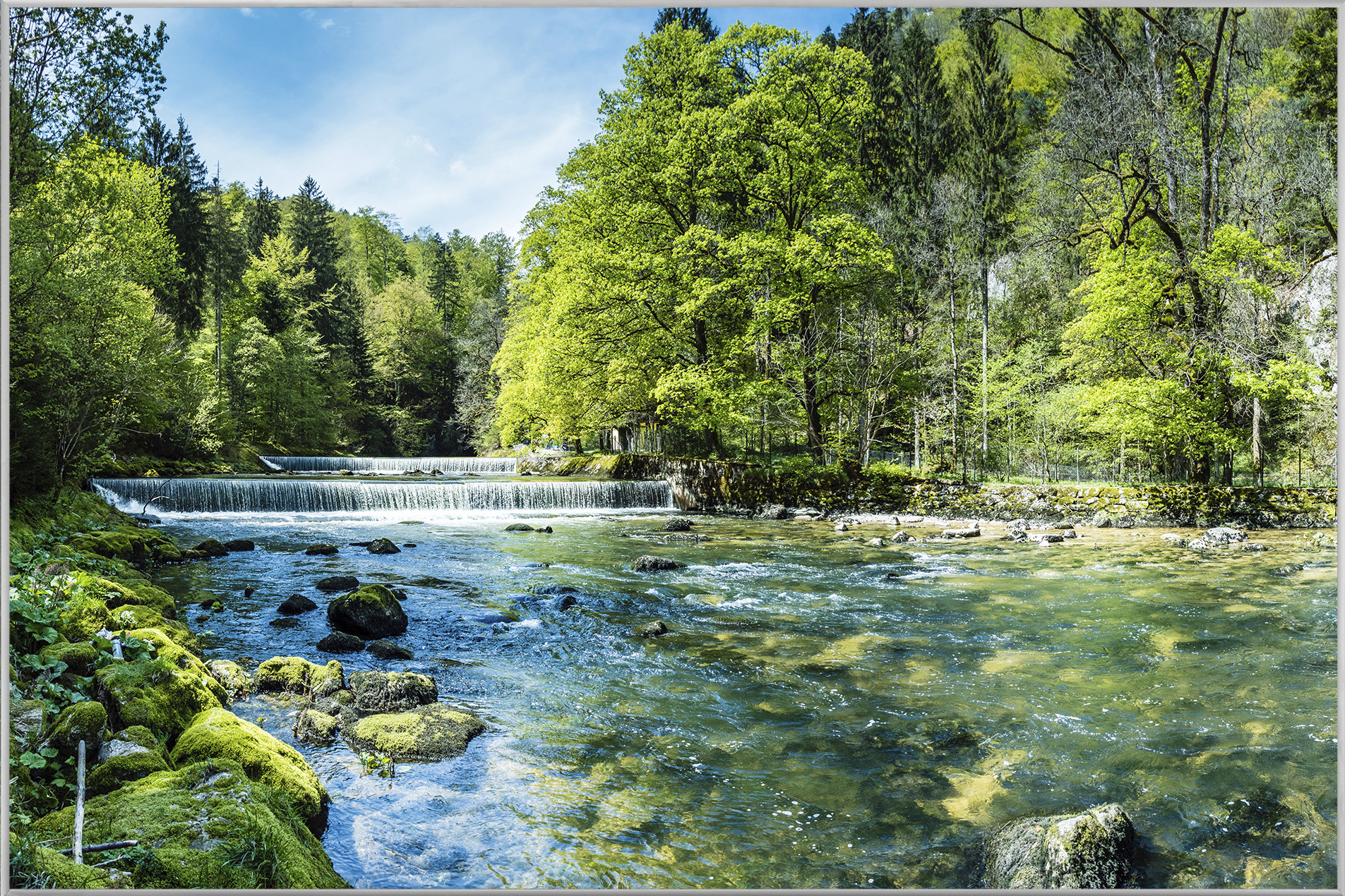 Bild mit Rahmen-Alpenflusslauf-image LAND
