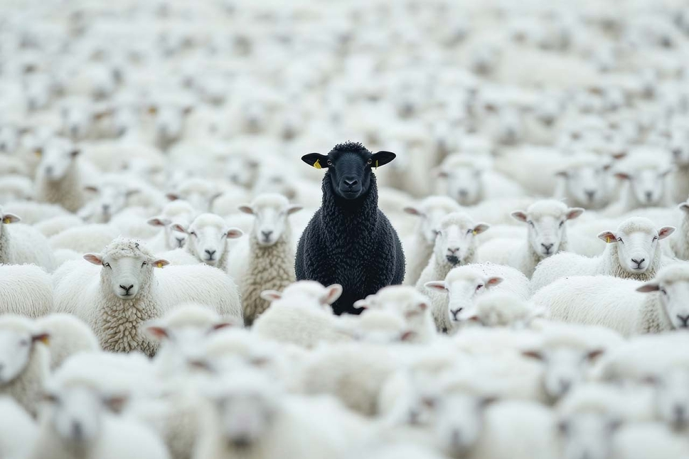 Acrylic glass artwork ‘Black Sheep’ image LAND