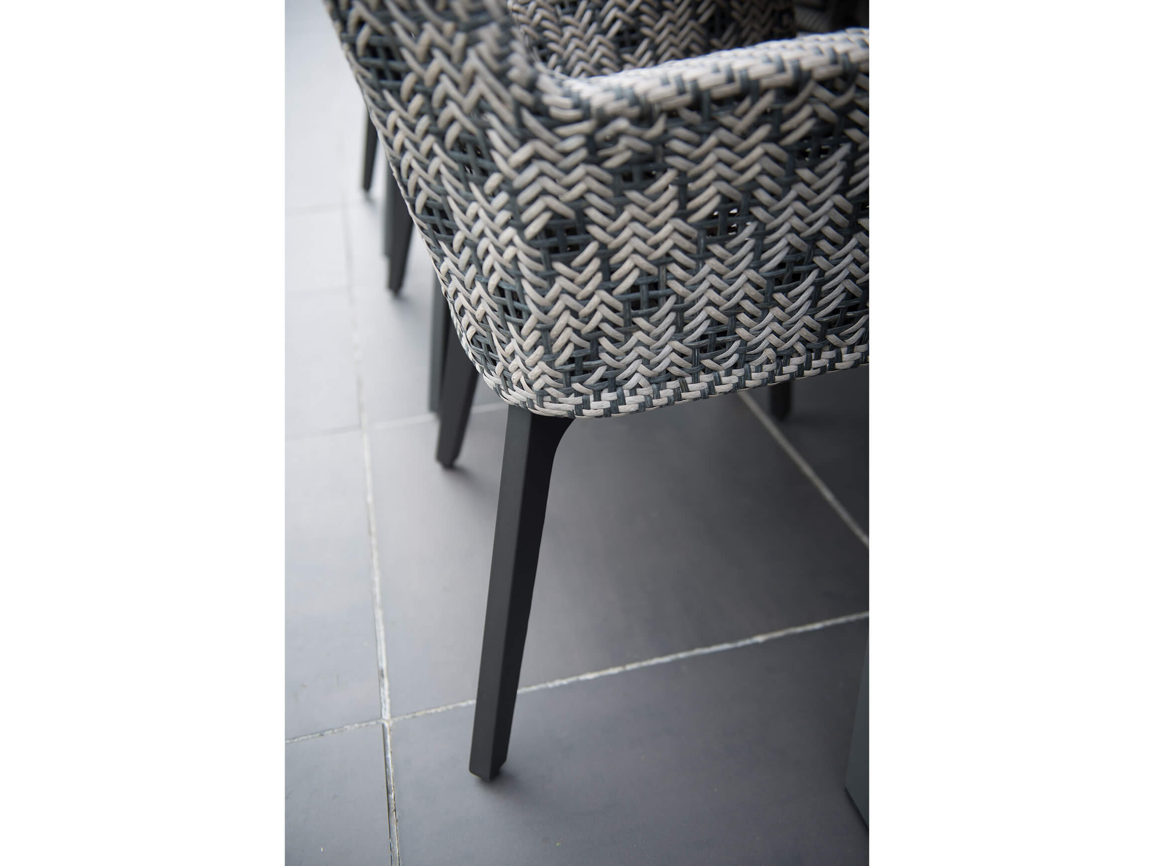 Gartenstuhl Sabino, Flechtwerk, Kissen Grau, b 65 cm t 47 cm h 94 cm