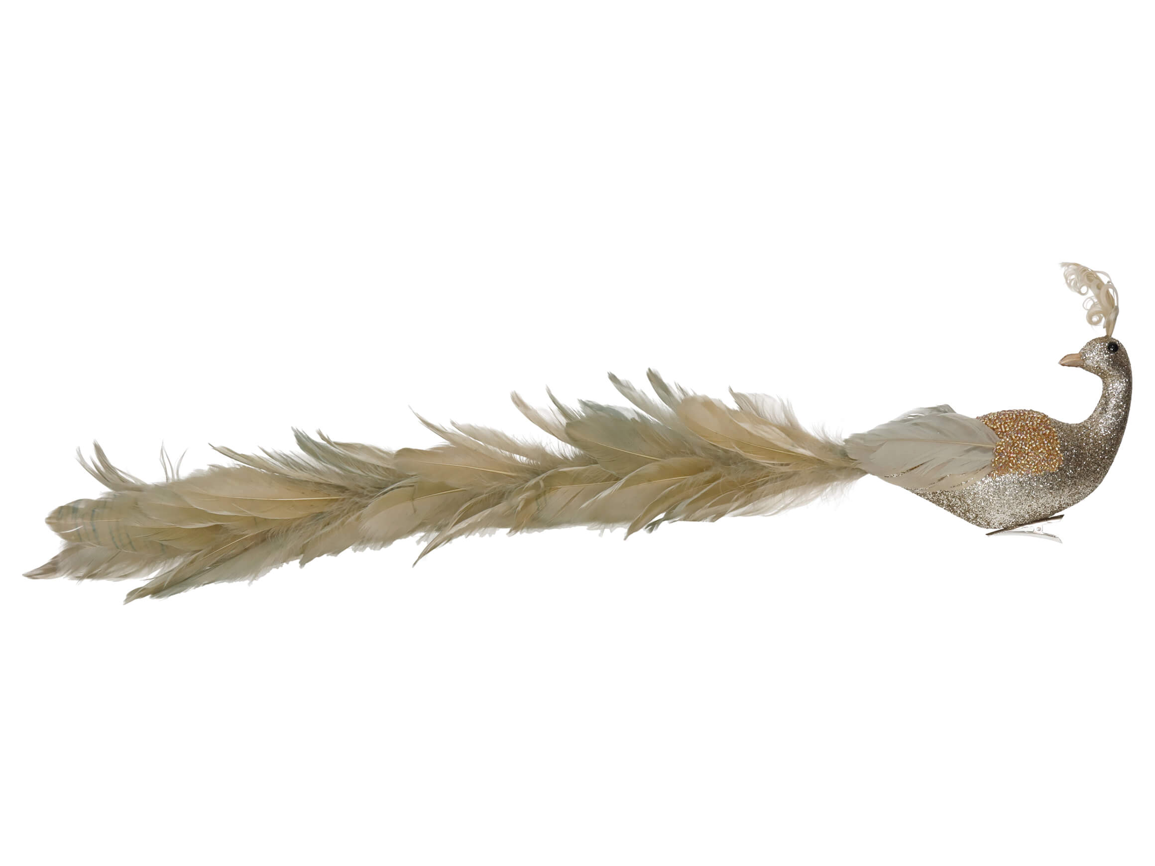 Tierfigur Pfau mit Feder-clip Beige B: 55 cm Kersten