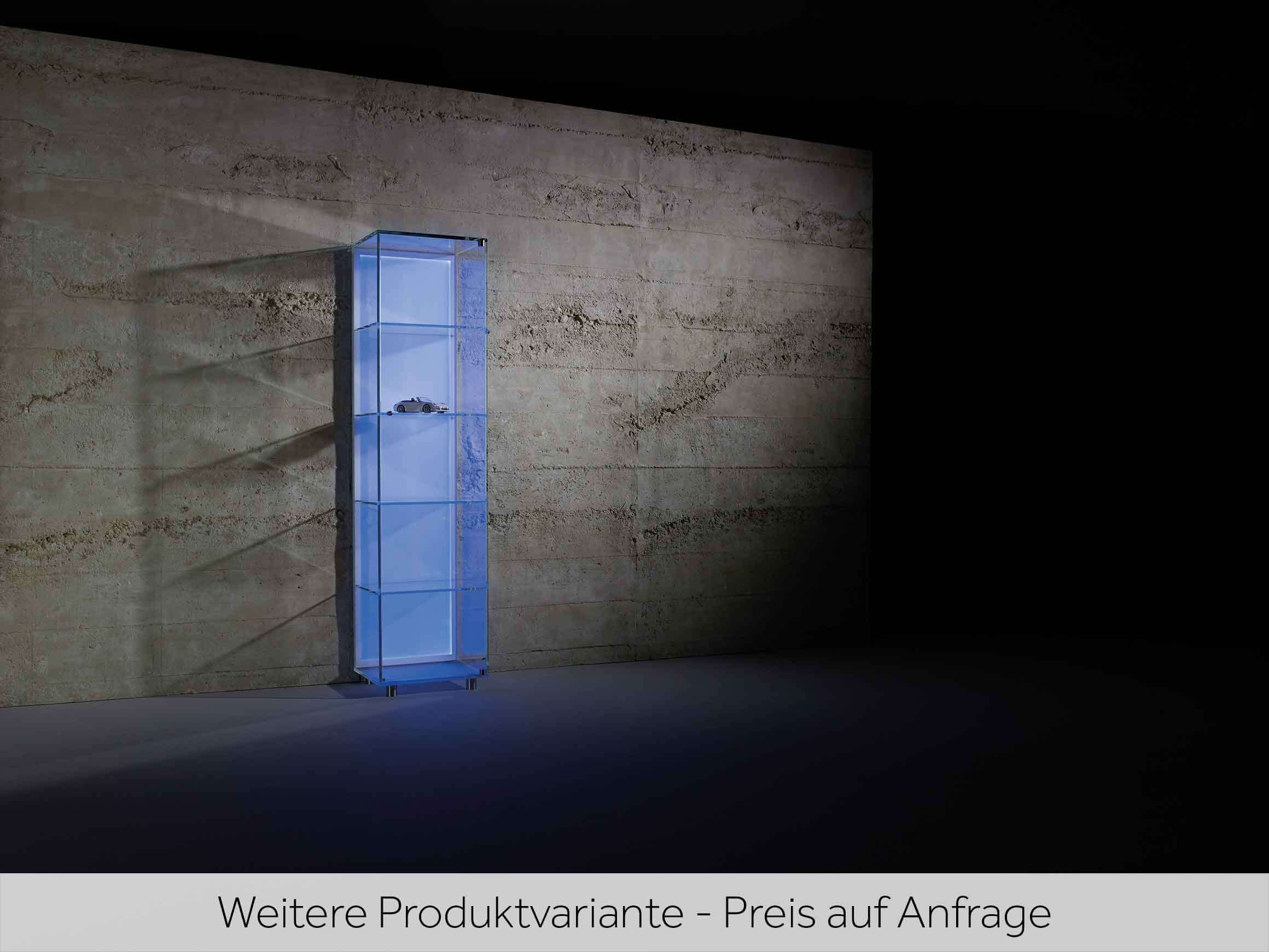 Vitrine Sorin, Halogenspots, Edelstahl, b 45 cm h 154,5 cm t 38 cm