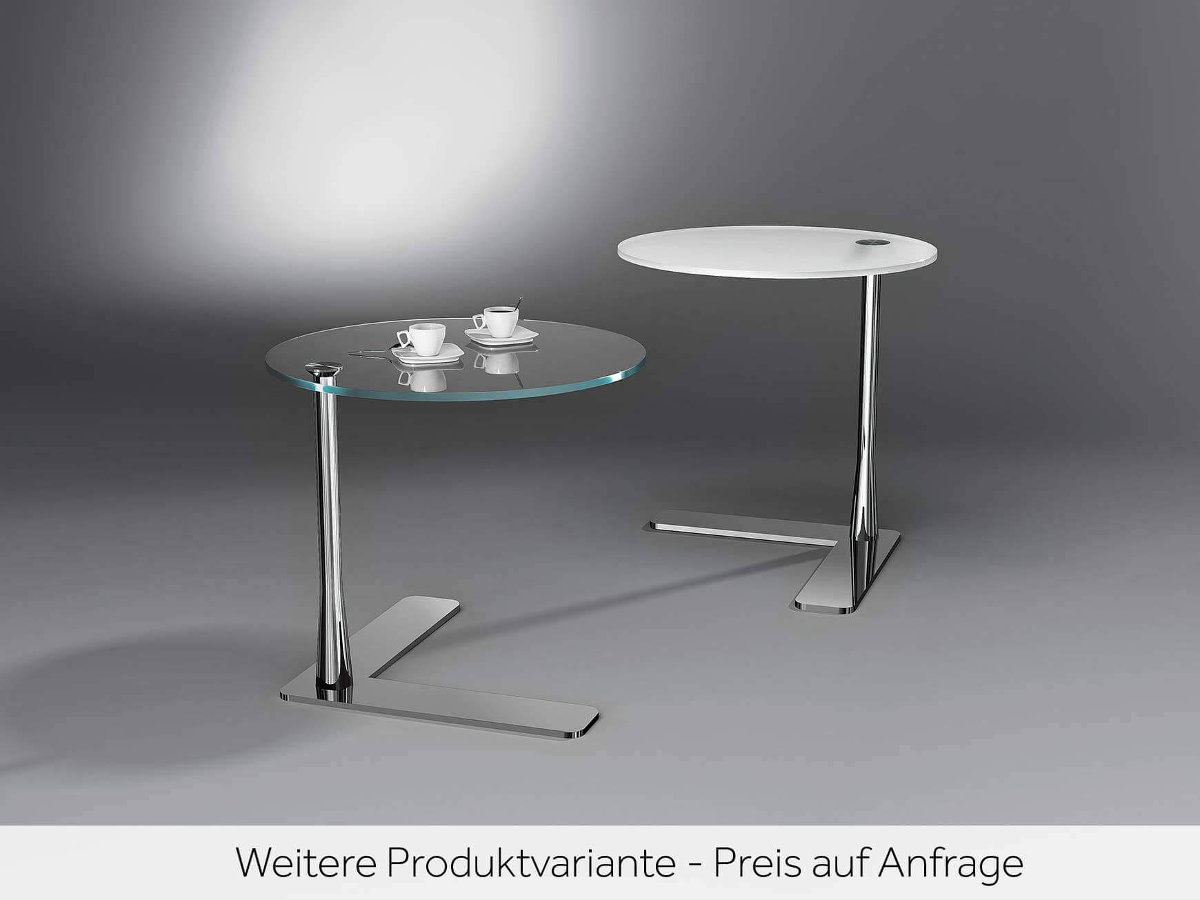 Beistelltisch Felias, Optiwhite Satiniert, Rund, Chrom,