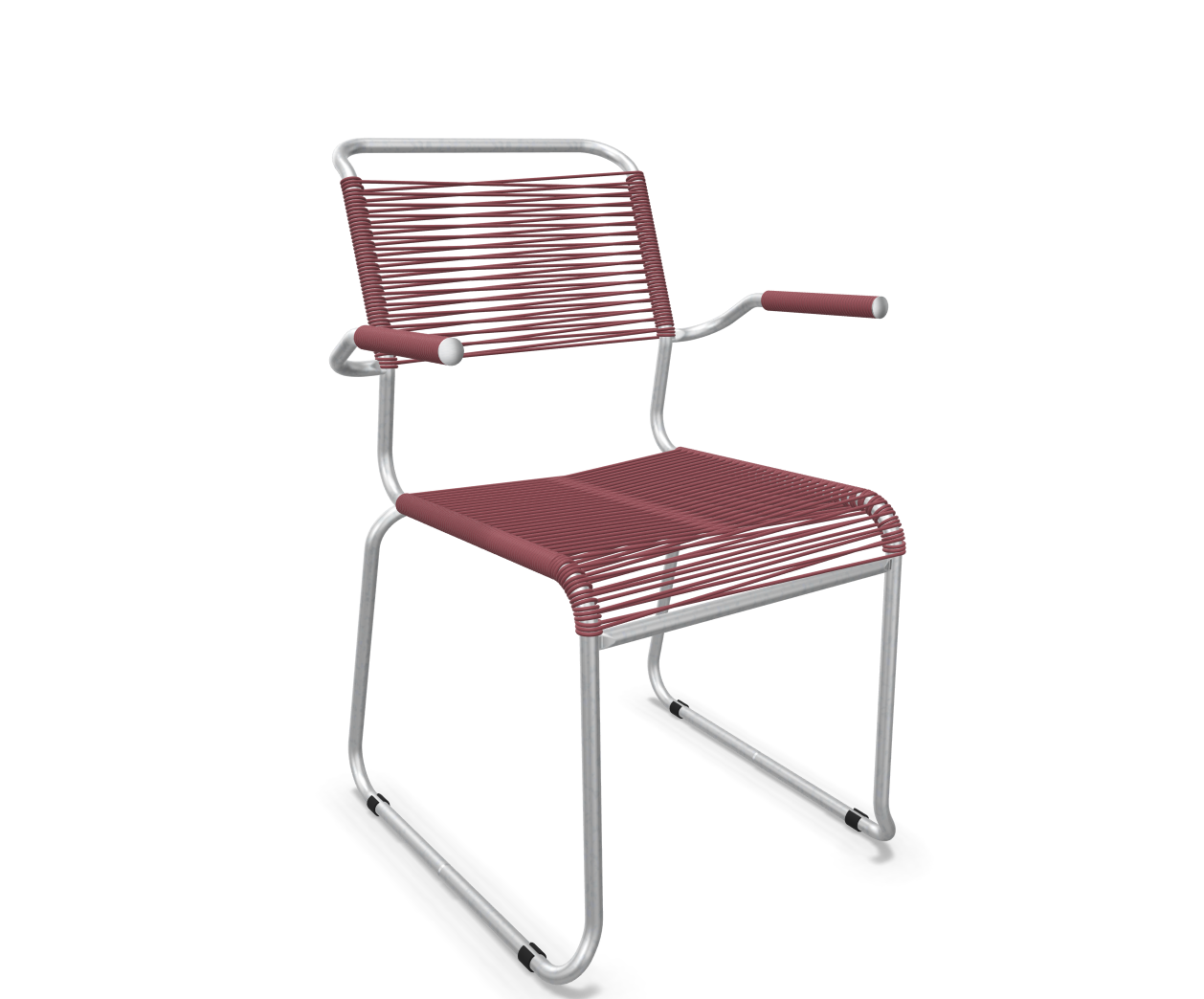 Kufen-Spaghetti-Stuhl Säntis mit Lehne Feuerverzinkt von Schaffner / Farbe: Bordeaux / Grösse: 60 x 61 cm