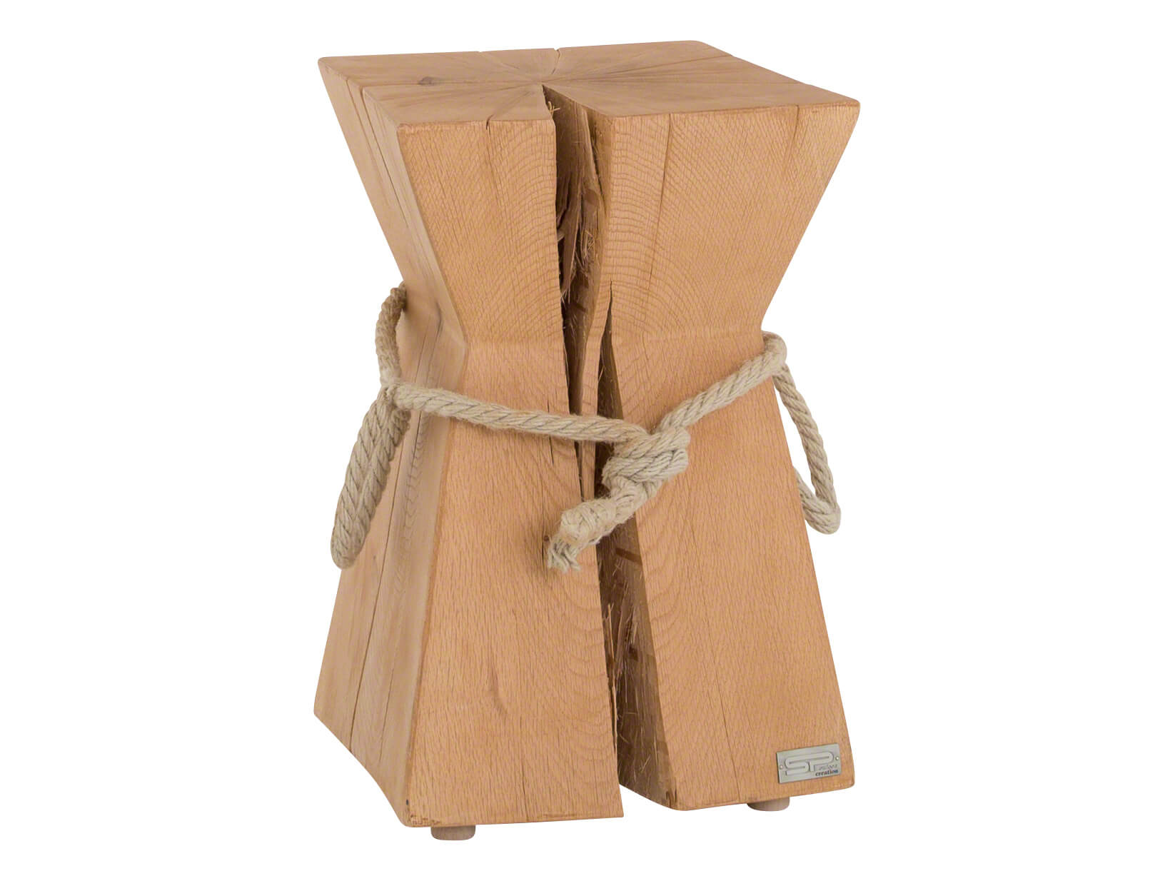 Klotzhocker Largo, Kerneiche, mit Strickgriffen, b 27