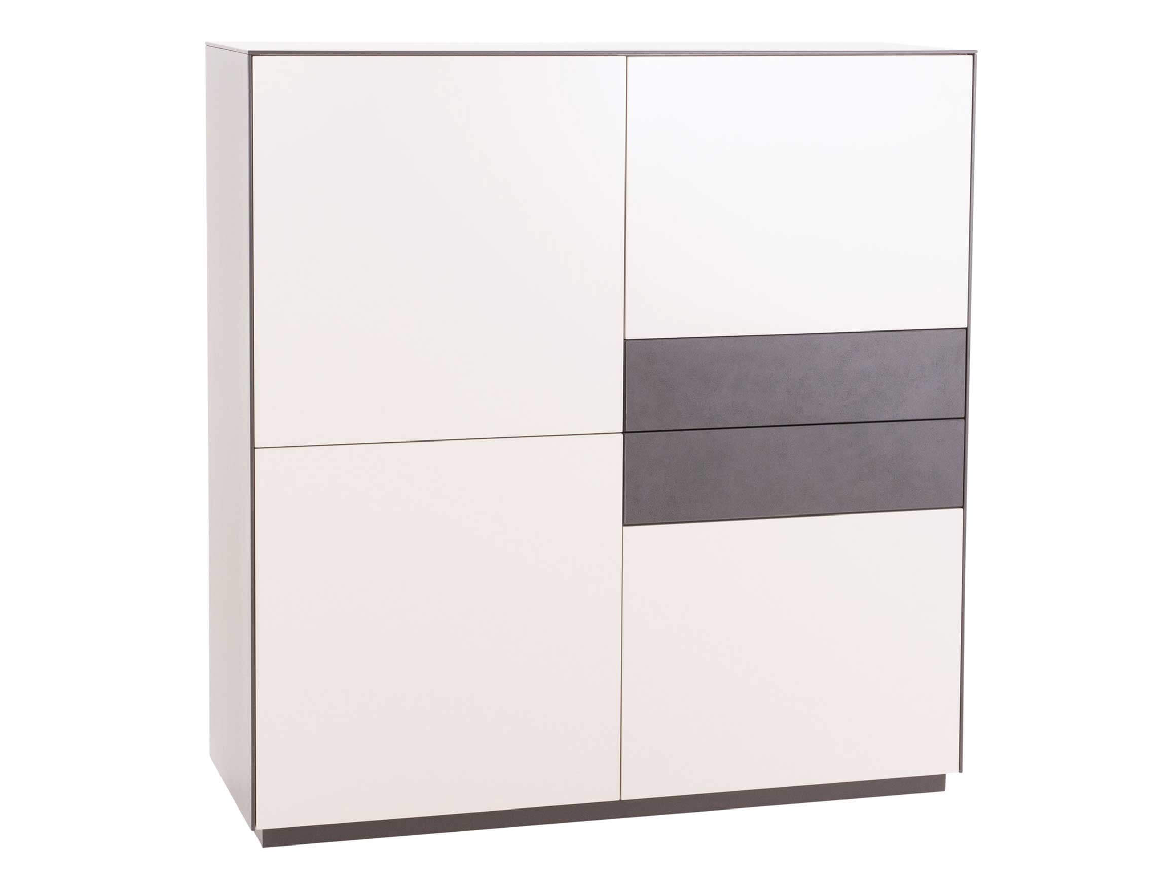 Highboard Combina, laqué sable, céramique, l 127,2 cm p 46 cm h 132,6 cm