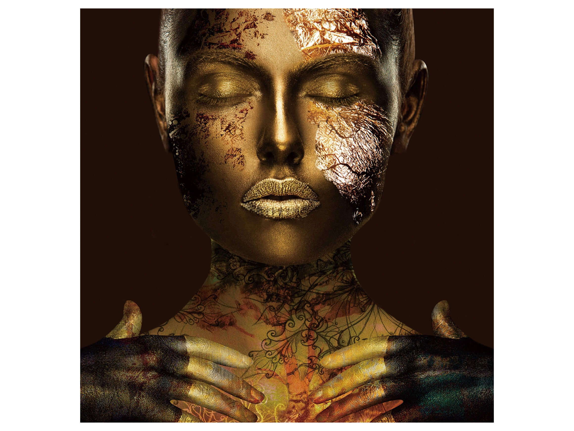 Digitaldruck auf Glas Goldene Frau image LAND