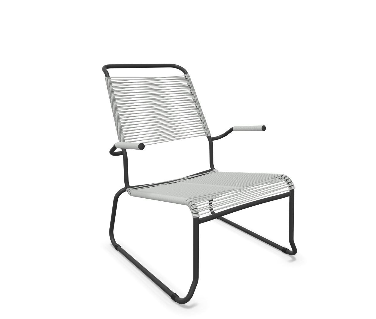 Schaffner Kufen-Spaghetti-Lounger Säntis mit Lehne / Hochlehner Grau | Schubiger Möbel