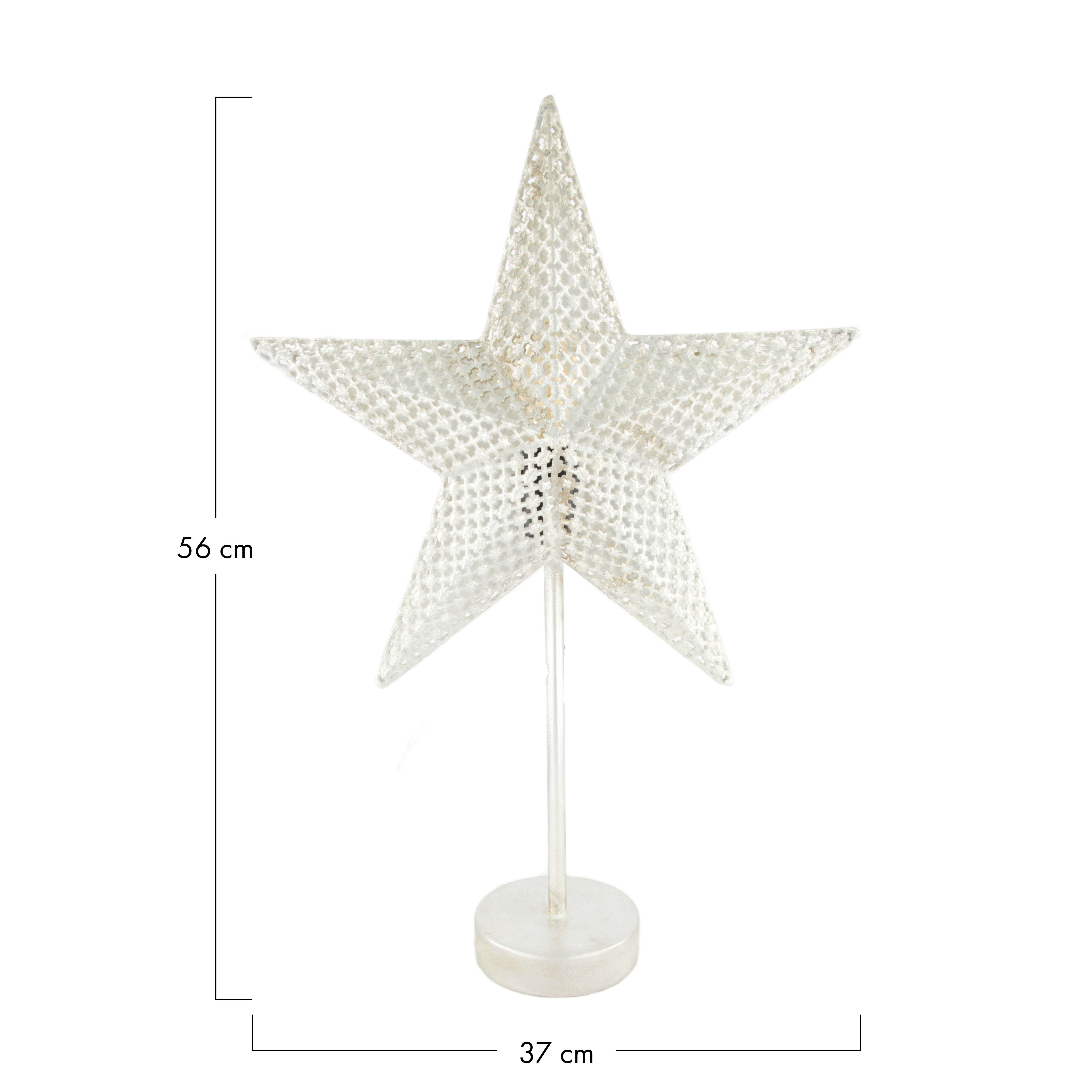 Tischleuchte Stern Aus Metall, Silber H: 56 cm Decofinder