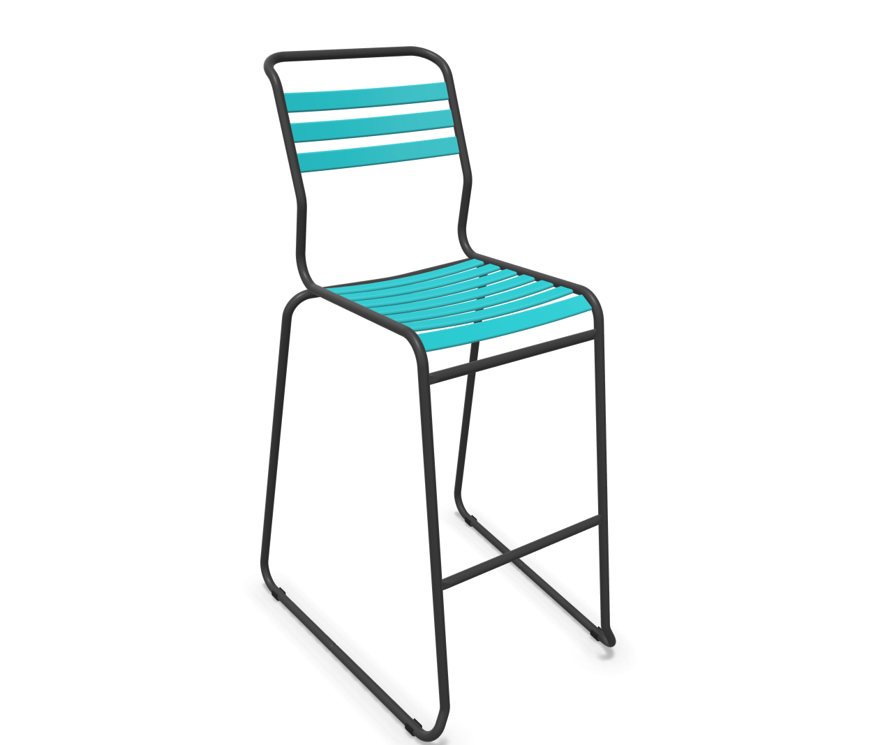 Schaffner Bar-Kufen-Lättlistuhl Säntis Blau | Schubiger Möbel