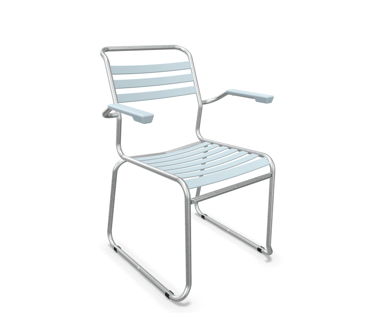 Schaffner Kufen-Lättli-Stuhl Säntis mit Lehne Feuerverzinkt Blau | Schubiger Möbel