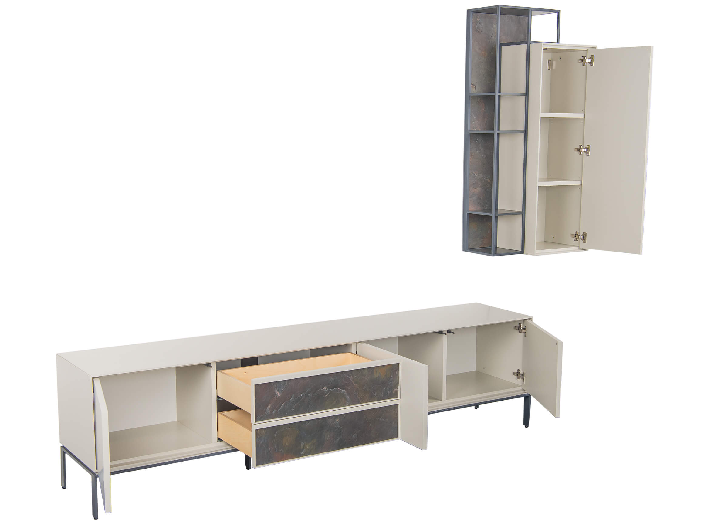 Wohnwand Felice Abrito / Farbe: Grau