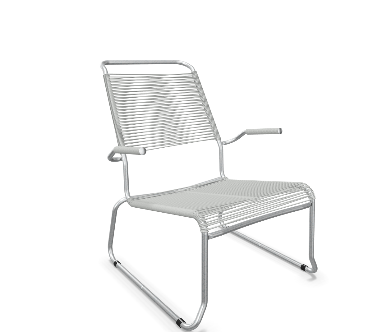 Kufen-Spaghetti-Lounger Säntis mit Lehne / Hochlehner Feuerverzinkt von Schaffner / Farbe: Alusilber / Grösse: 68 x 85 cm