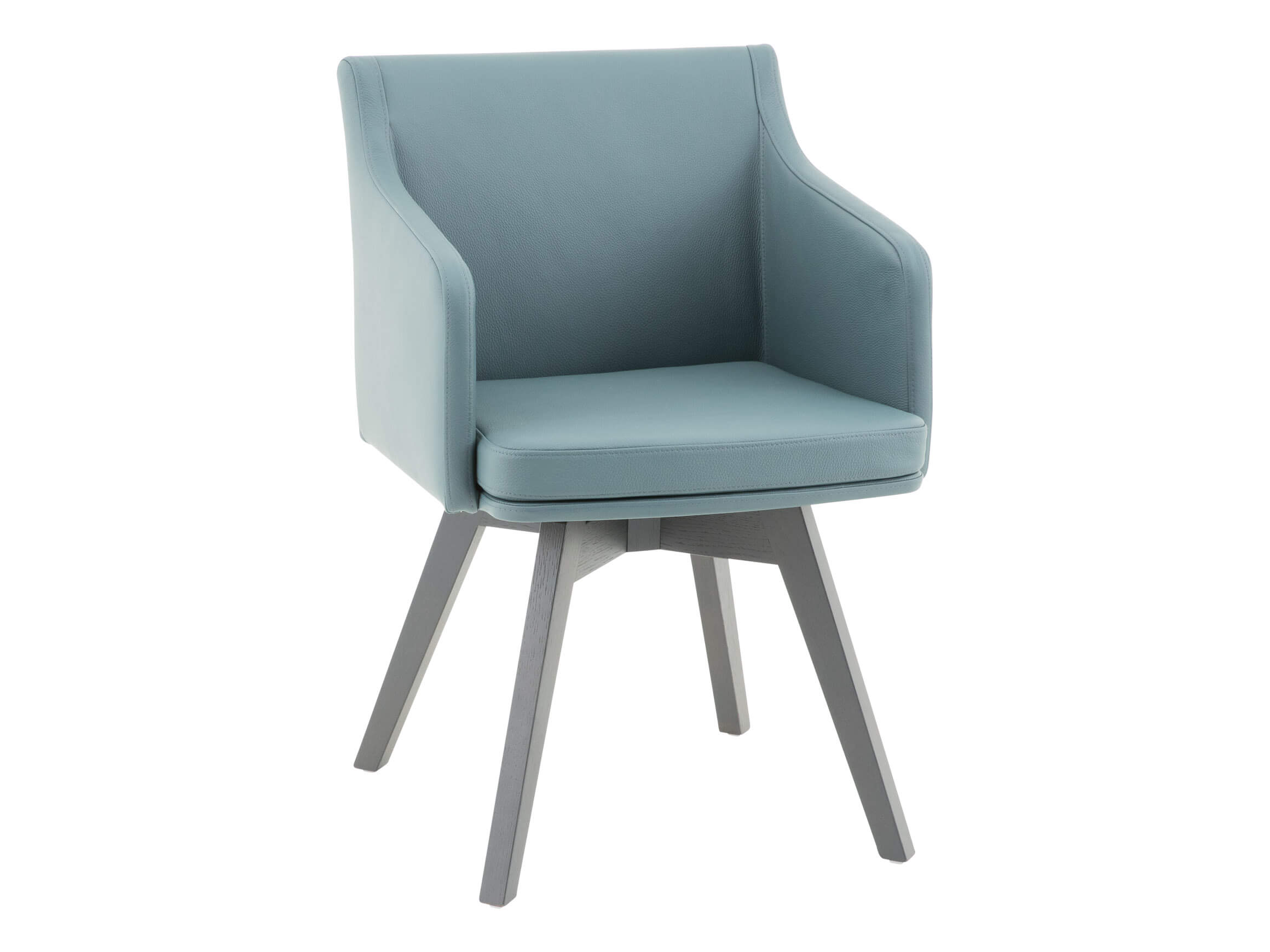 Chaise Venga, cuir bleu, chêne graphite, l 56 cm p 59 cm h 82,5 cm
