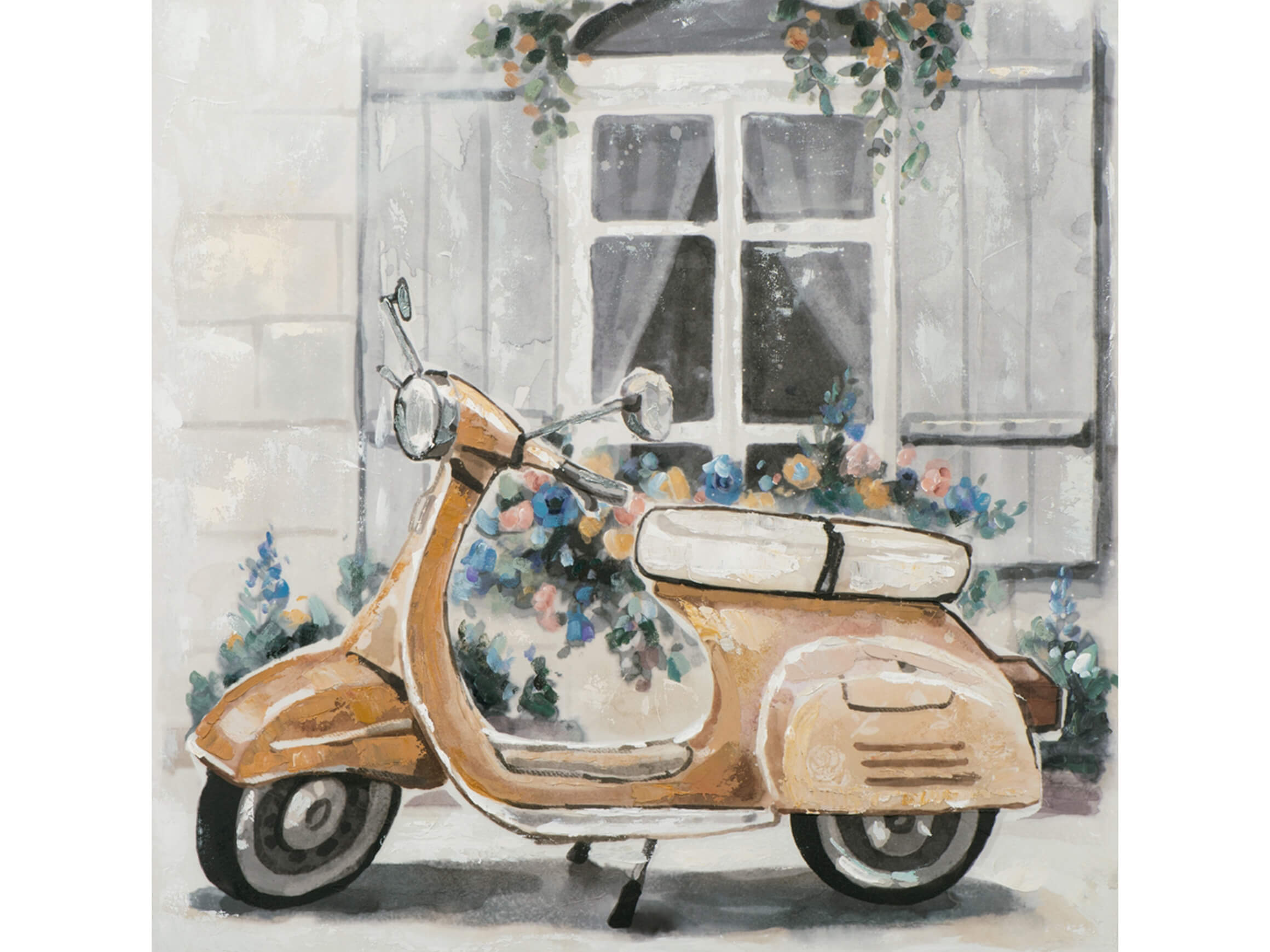 Bild Romantischer Roller mit Blumen image LAND / Grösse: 90 x 90 cm