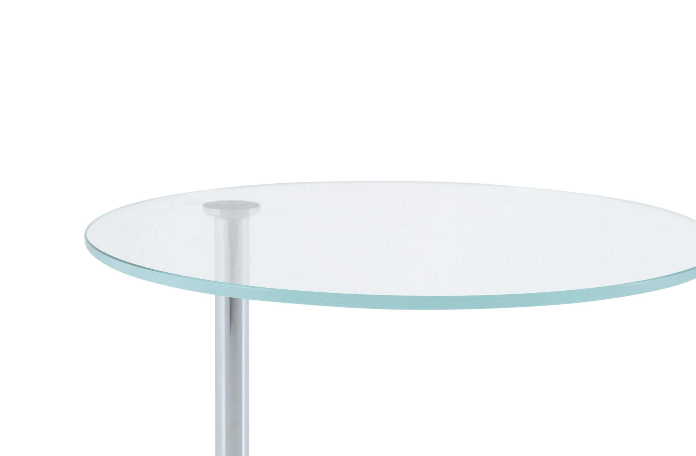 Beistelltisch Felias, Optiwhite Klar, Rund, Chrom,