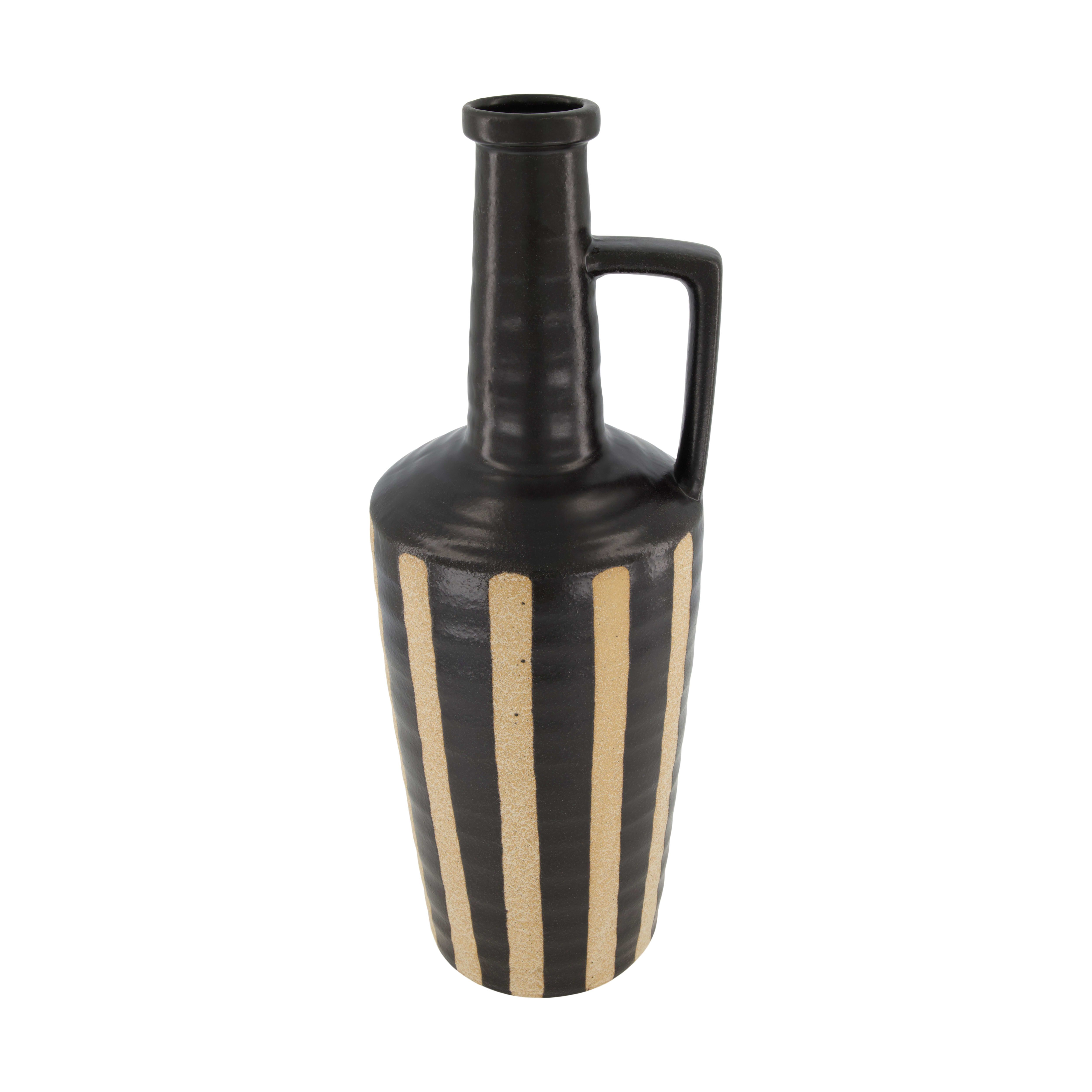 Vase Flasche Keramik, Schwarz Decofinder