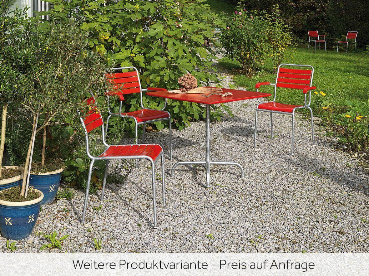 Holzlatten-Bank Rigi mit Armlehnen Schaffner / Farbe: Rot