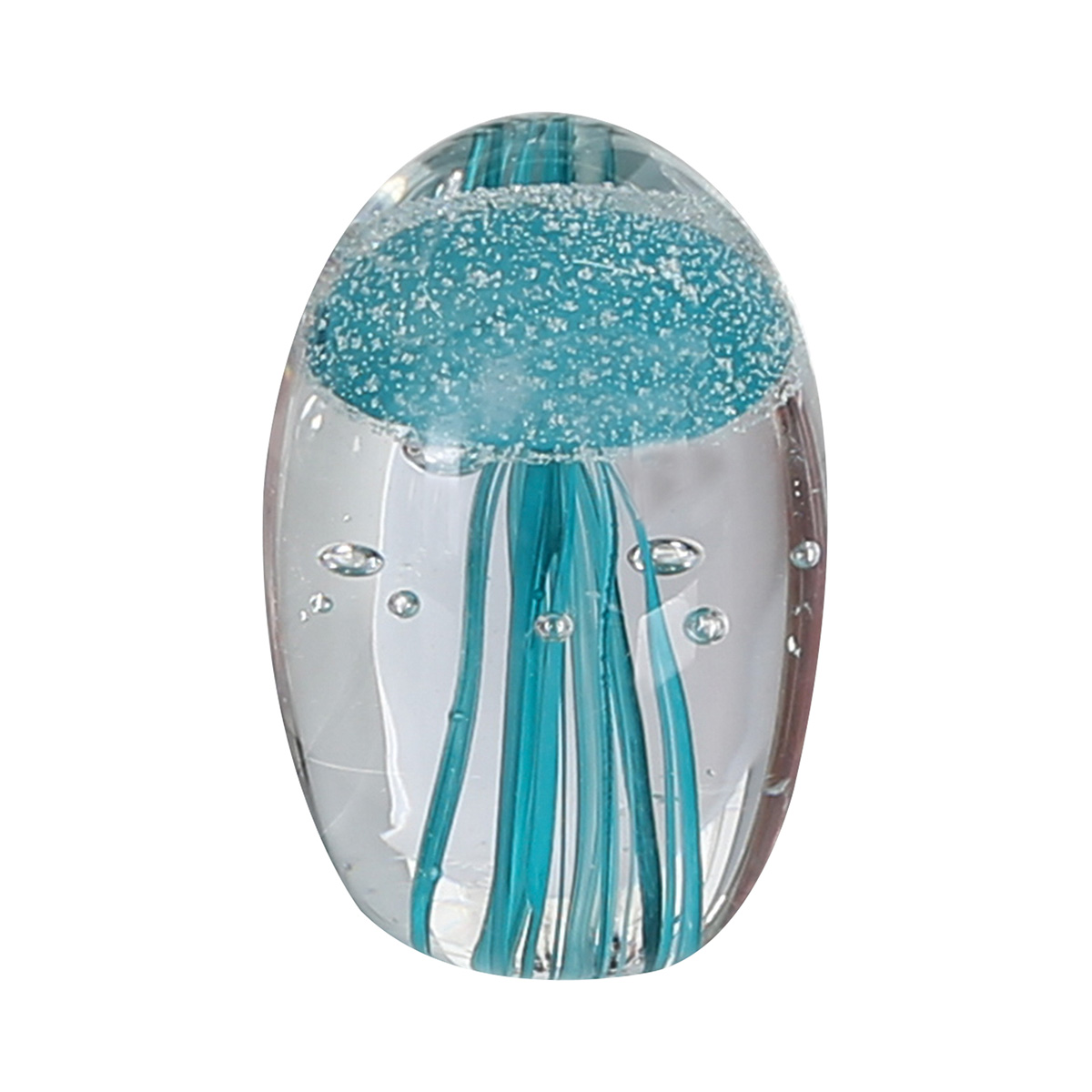Briefbeschwerer Qualle Glas Blau H: 8 cm Gilde