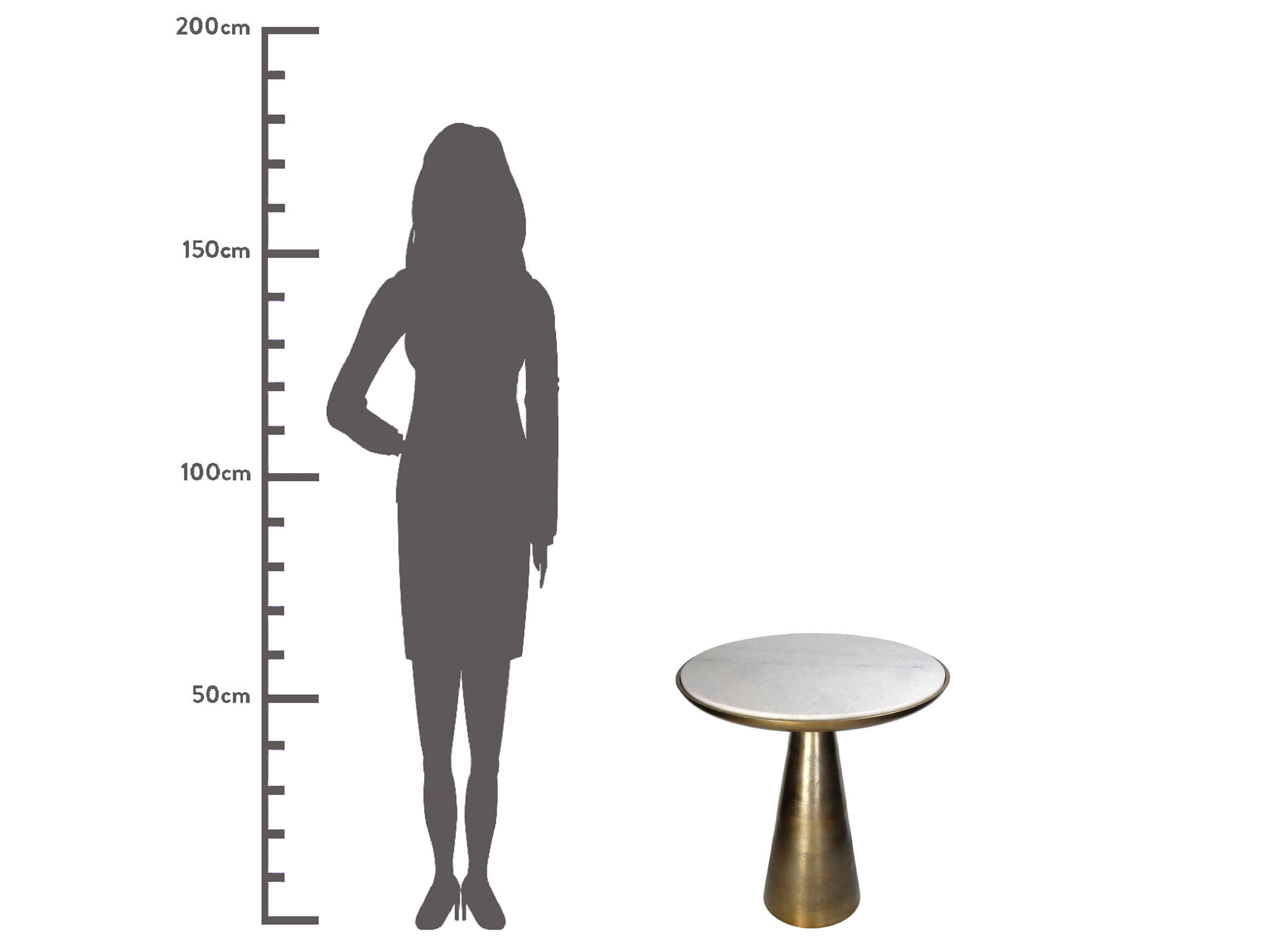 Beistelltisch Aluminium Marmor H: 50 cm Kersten