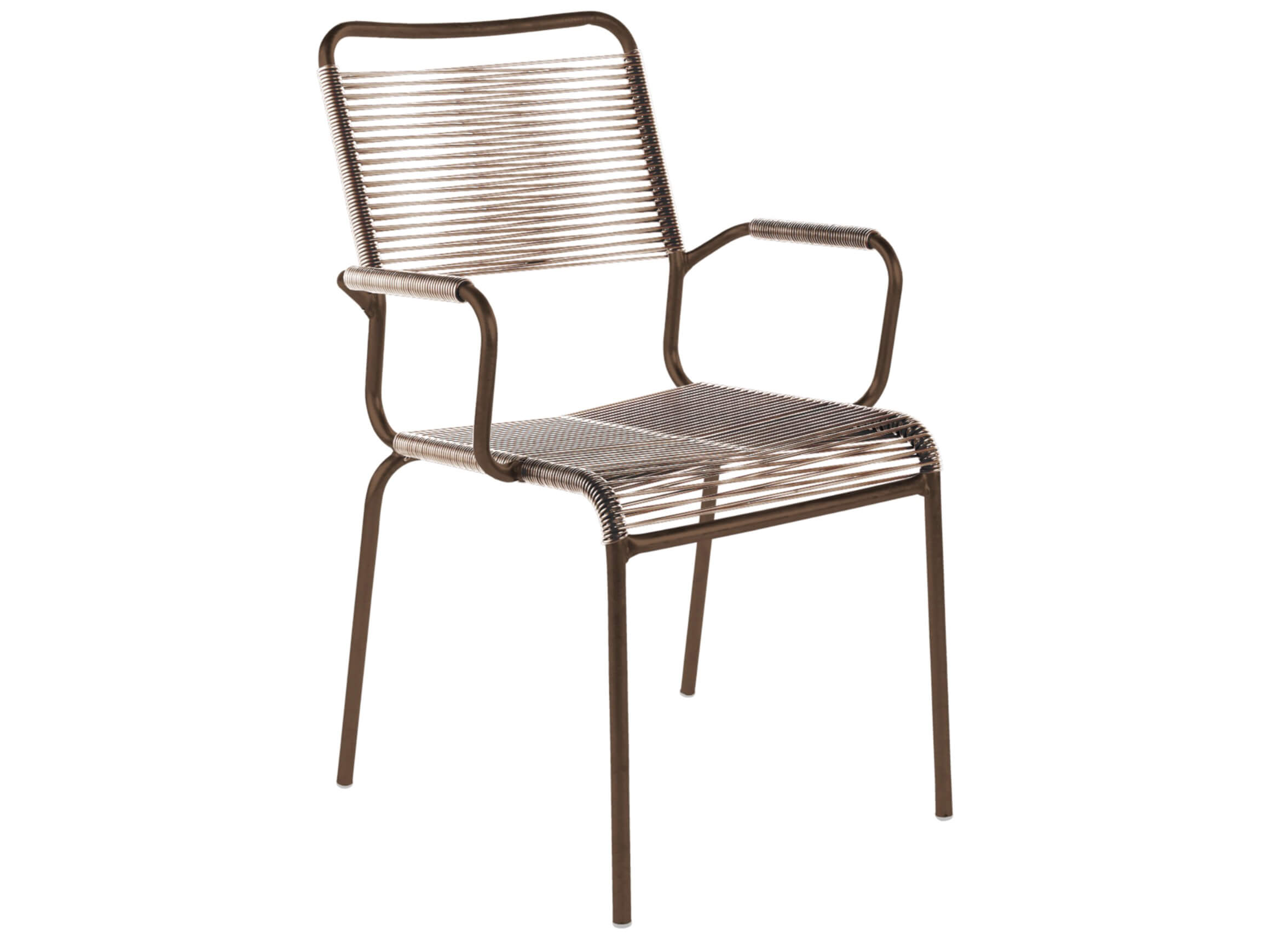 Spaghetti-Stuhl Rigi mit Armlehnen von Schaffner / Farbe: Brauntransparent / Grösse: 60 x 65 cm