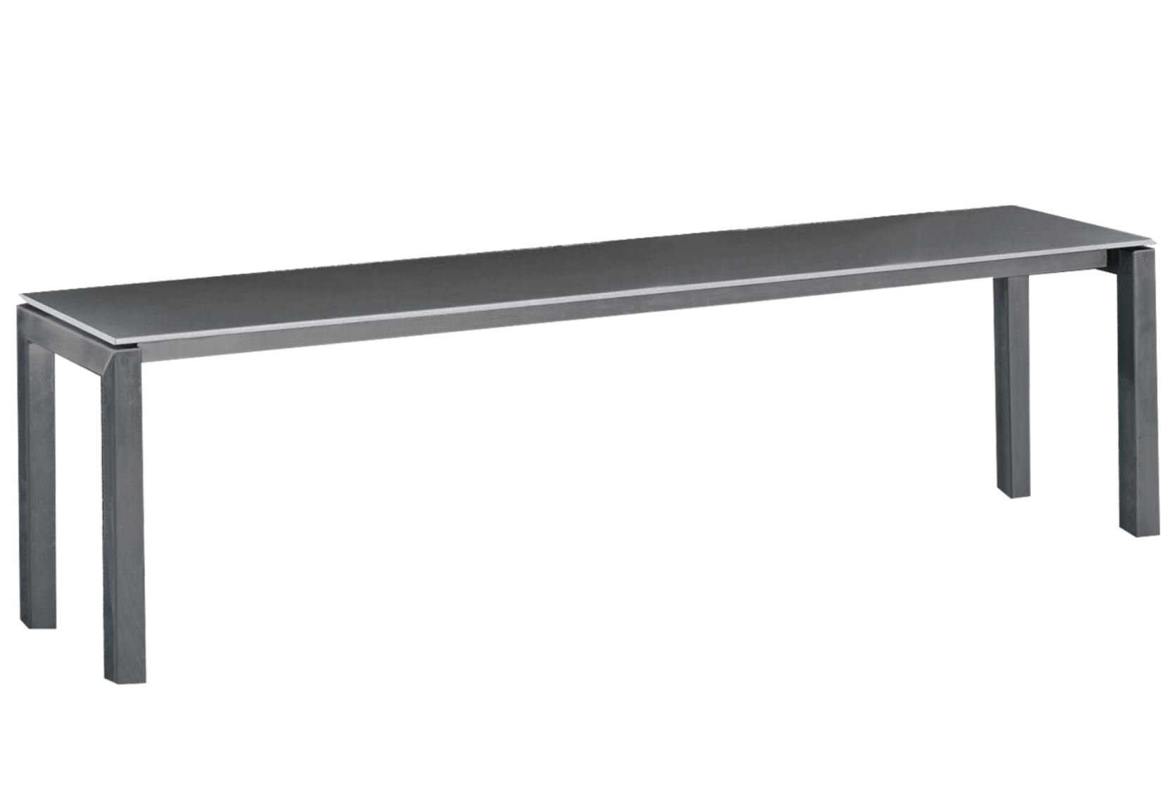 Banc de jardin Luzern de Schaffner / Couleur : graphite / Dimensions : 160 x 32 cm