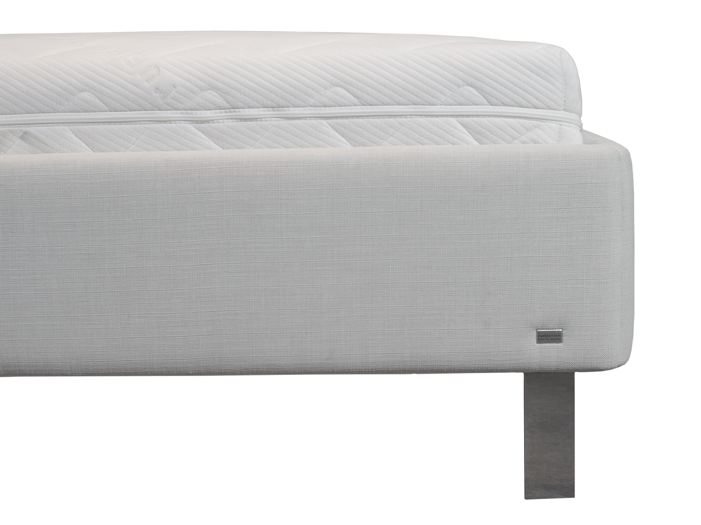 Polsterbett Cerata, Stoff Weiss-Creme, Hebehilfe,