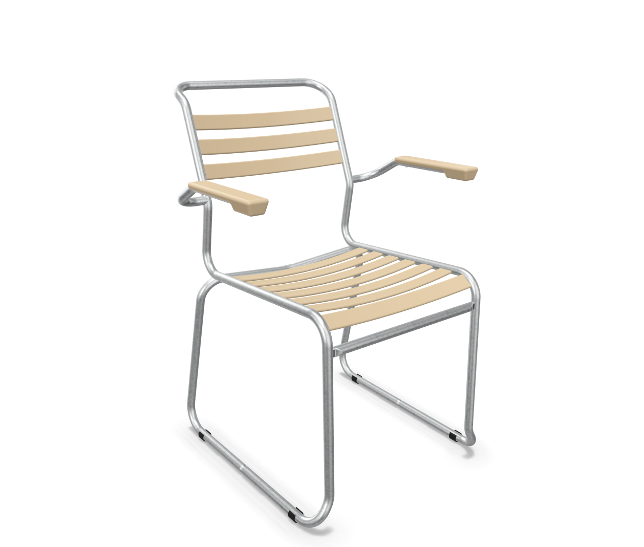 Schaffner Kufen-Lättli-Stuhl Säntis mit Lehne Feuerverzinkt Braun | Schubiger Möbel