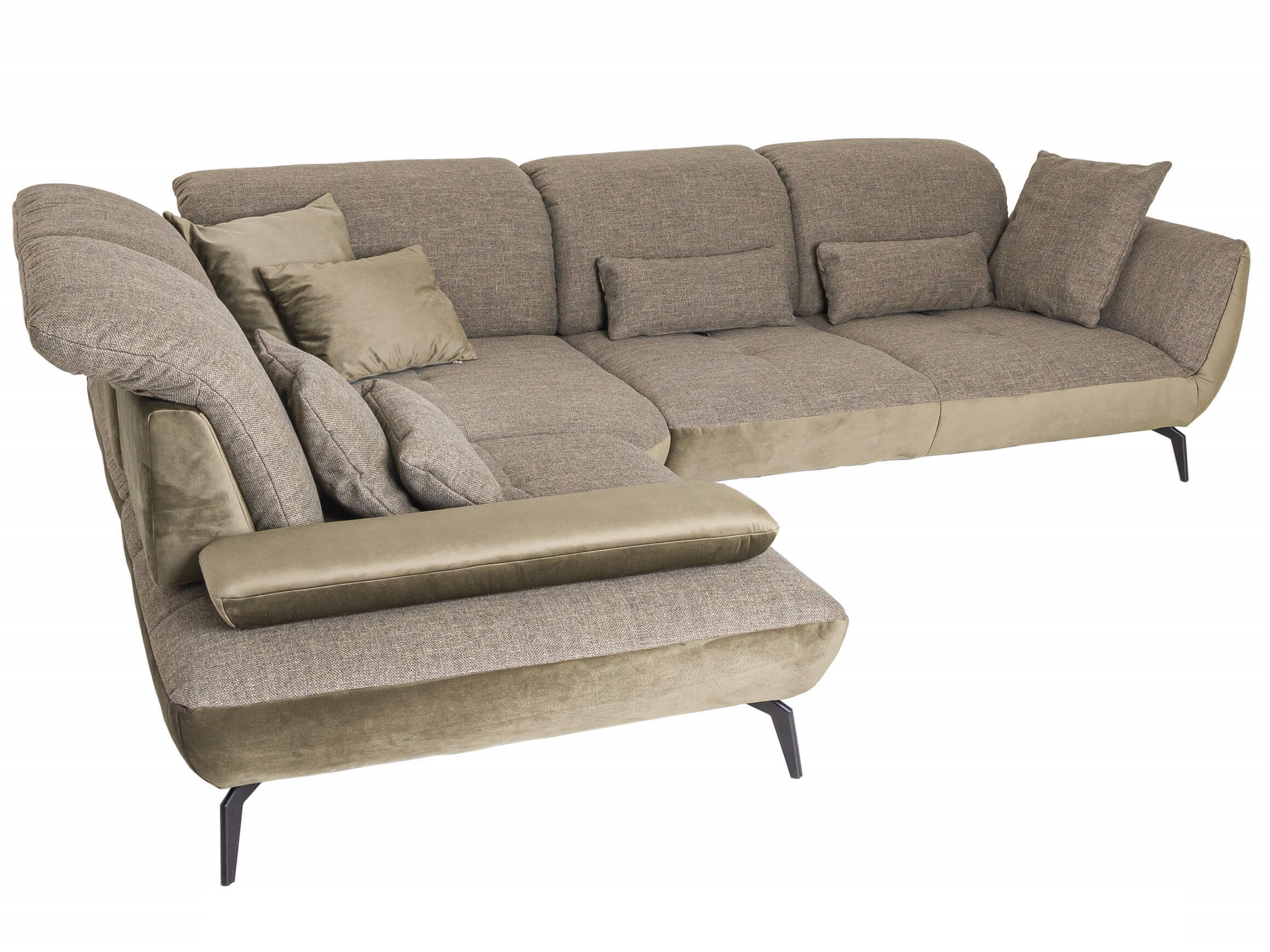 Ecksofa Nebraska Steinpol / Farbe: Khaki Olive / Bezugsmaterial: Stoff