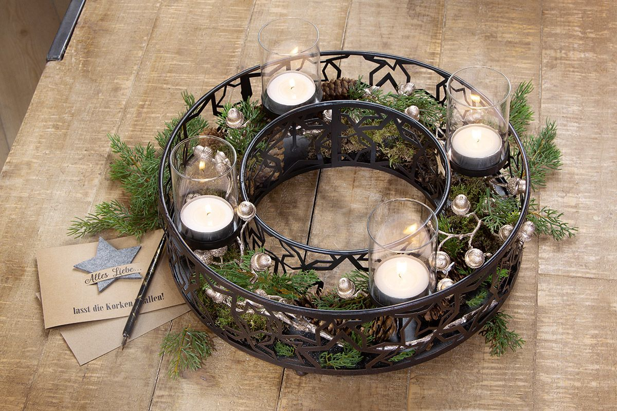 Kerzenleuchter Stars, Metall, Braun D: 41 cm Gilde